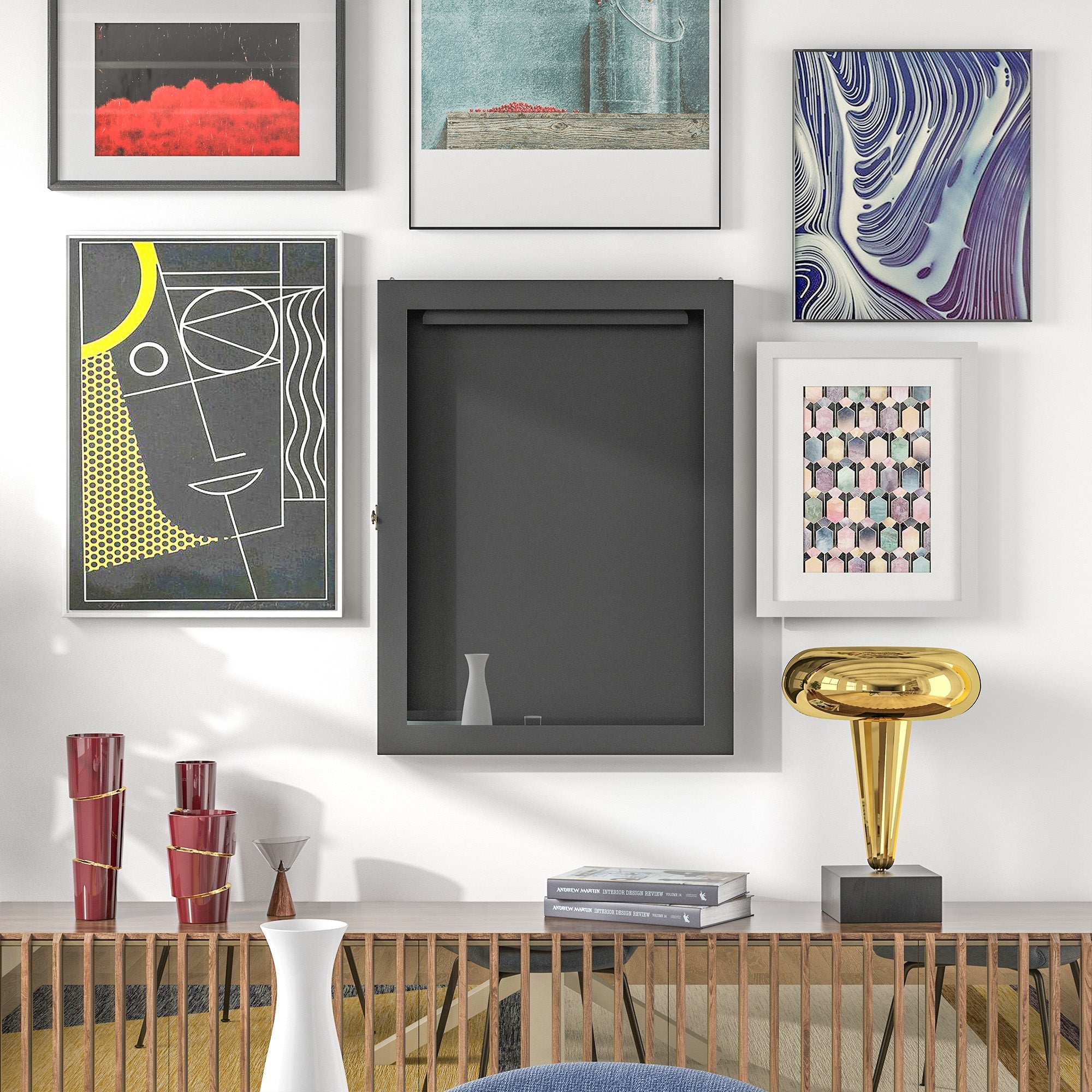 HOMCOM Sports Jersey Display Case 28"x35" Shadow Box for Hockey Basketball Football Baseball Collectibles Brown