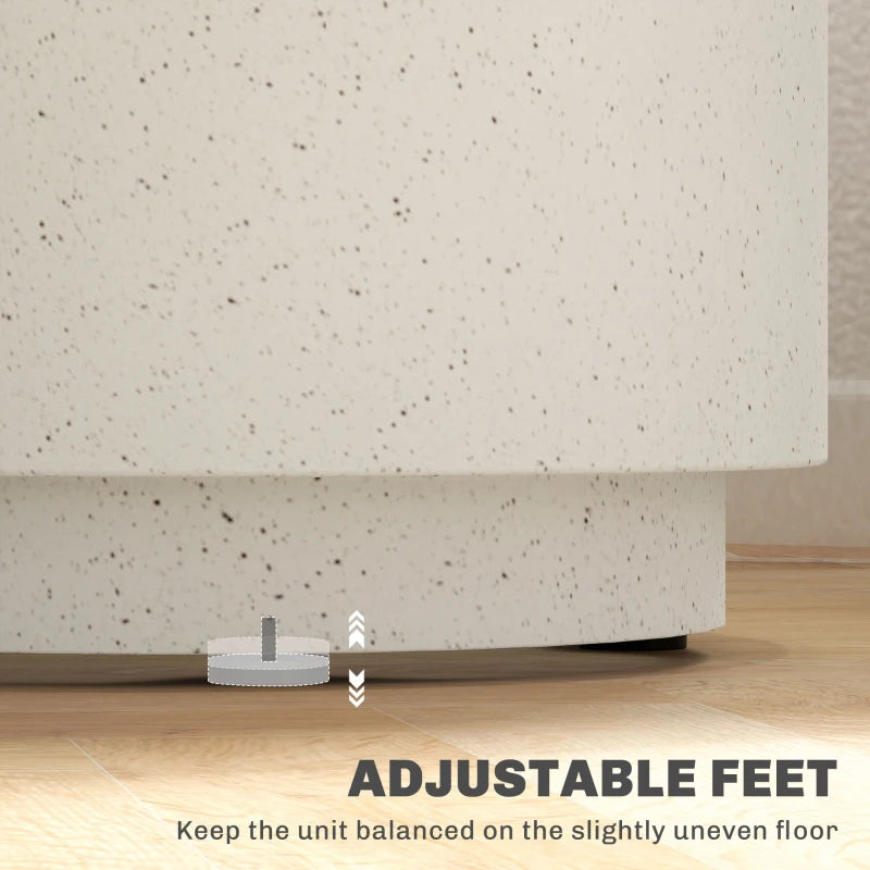 Terrazzo Finish Side Table, 17" Round End Table for Indoor and Outdoor, Cream White
