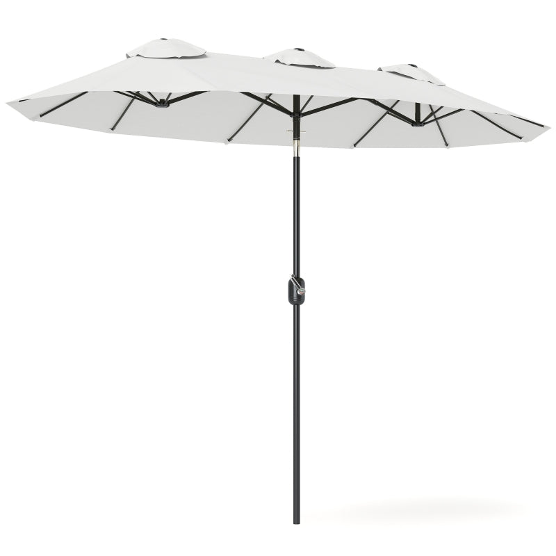 9.7' Double-sided Outdoor Patio Umbrella with Tilt, Crank and Vents, Cream White