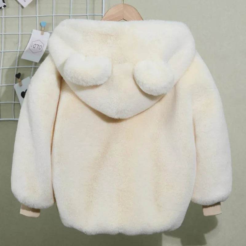 Autumn Winter Thickening Children's Cartoon Fur Hoodie Jacket