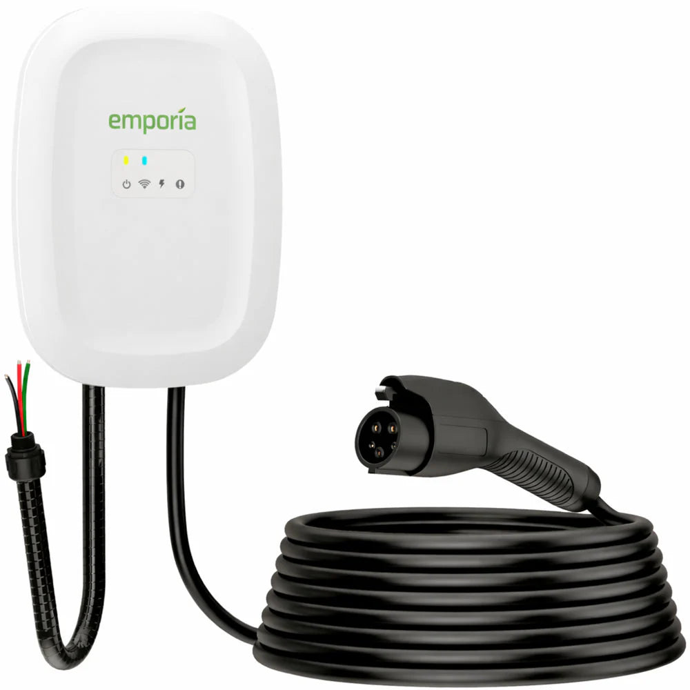Emporia 48A Smart J1772 Level 2 EV Charger – Wi-Fi Enabled Home Charging Station with 24 ft Cable, NEMA 14-50 Plug, UL Listed