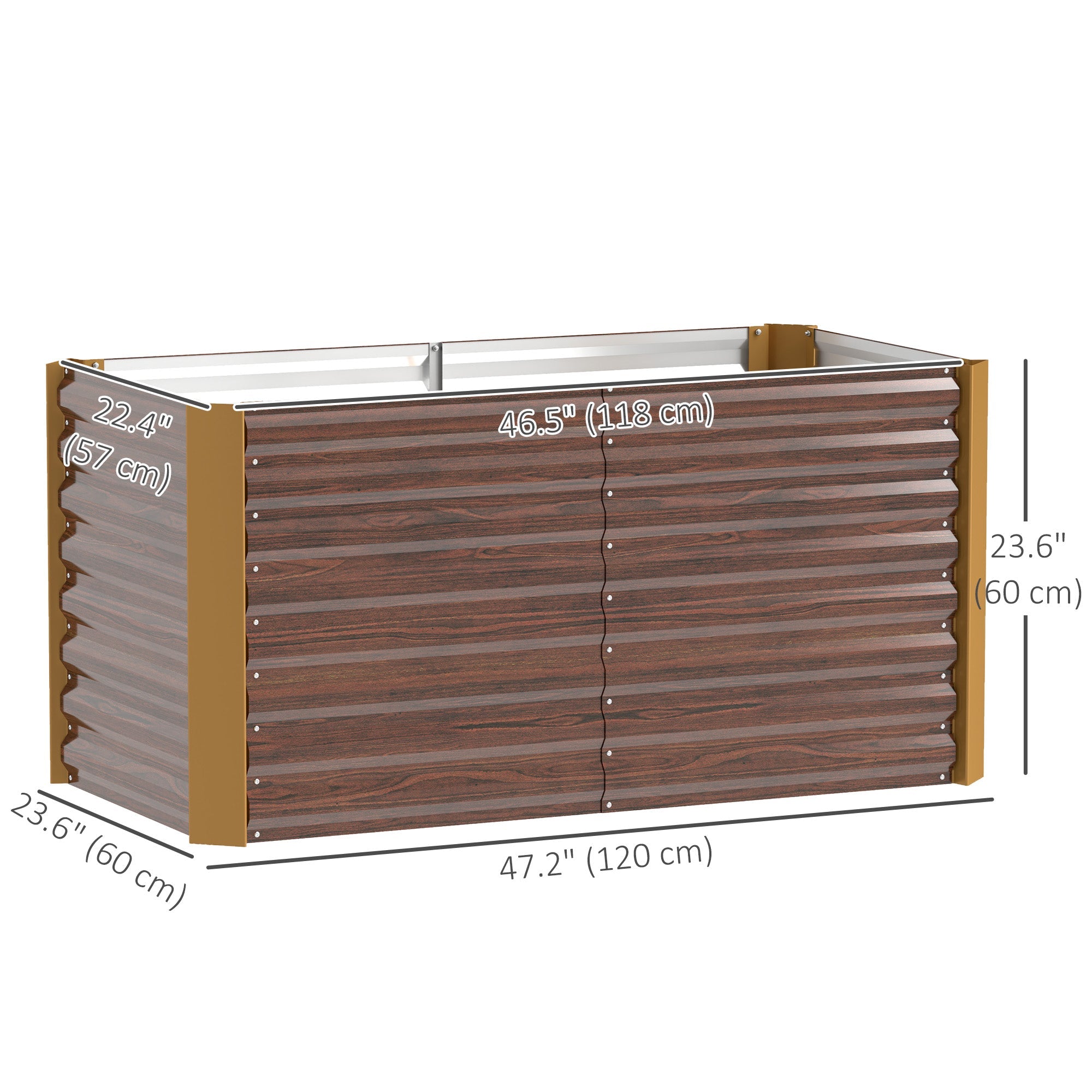 Outsunny Set of 2 Galvanized Planters for Outdoor Plants, 4' x 2' x 2' Raised Garden Bed, Distressed Dark Brown