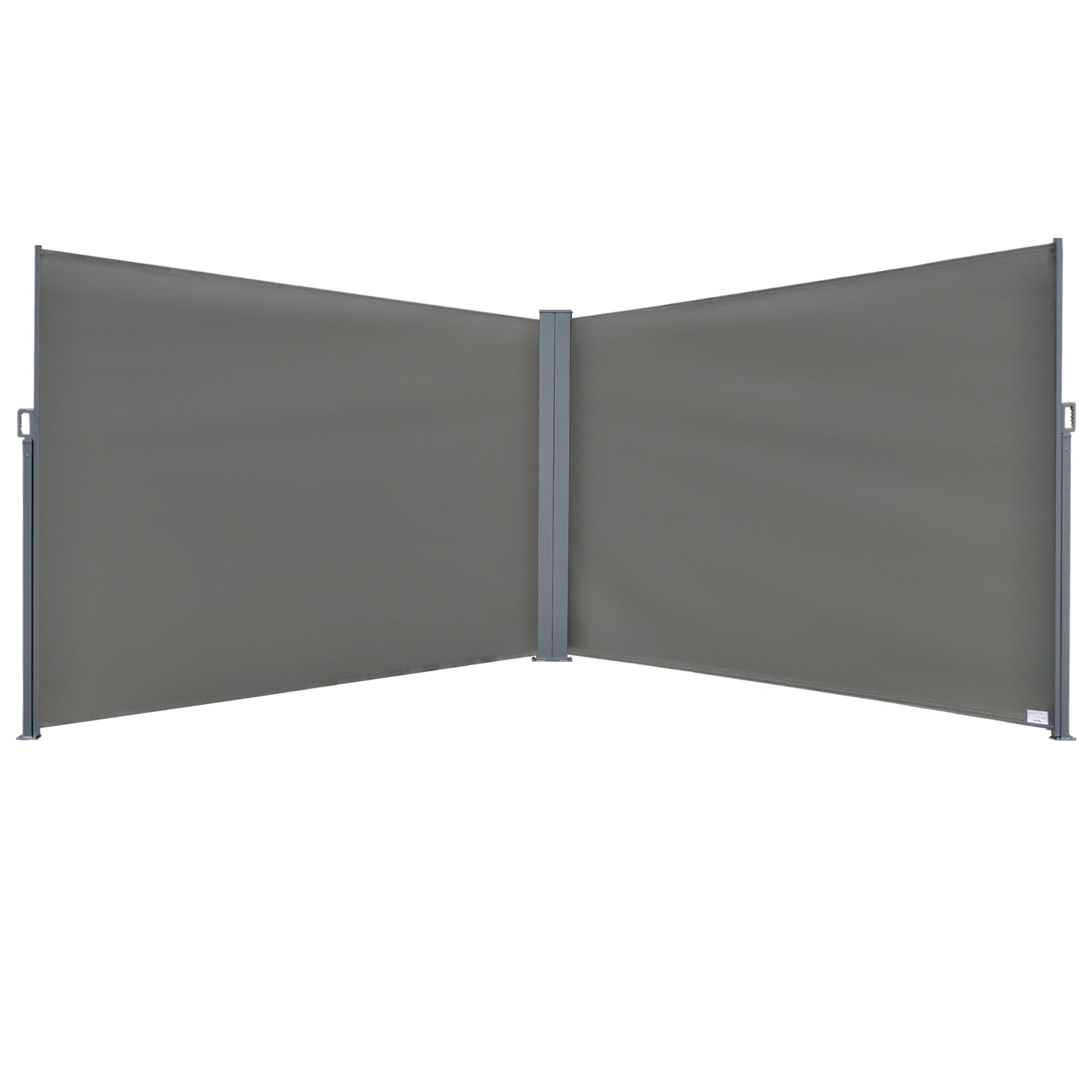 Outsunny Patio Privacy Divider: Double Side Retractable Sunshield for Garden Shade, Grey