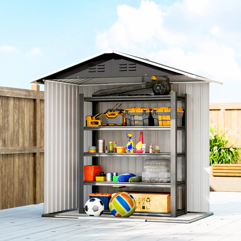 6.5x3.5ft Metal Garden Storage Shed for Outdoor Tool Storage with Double Sliding Doors and Vents, Dark Grey