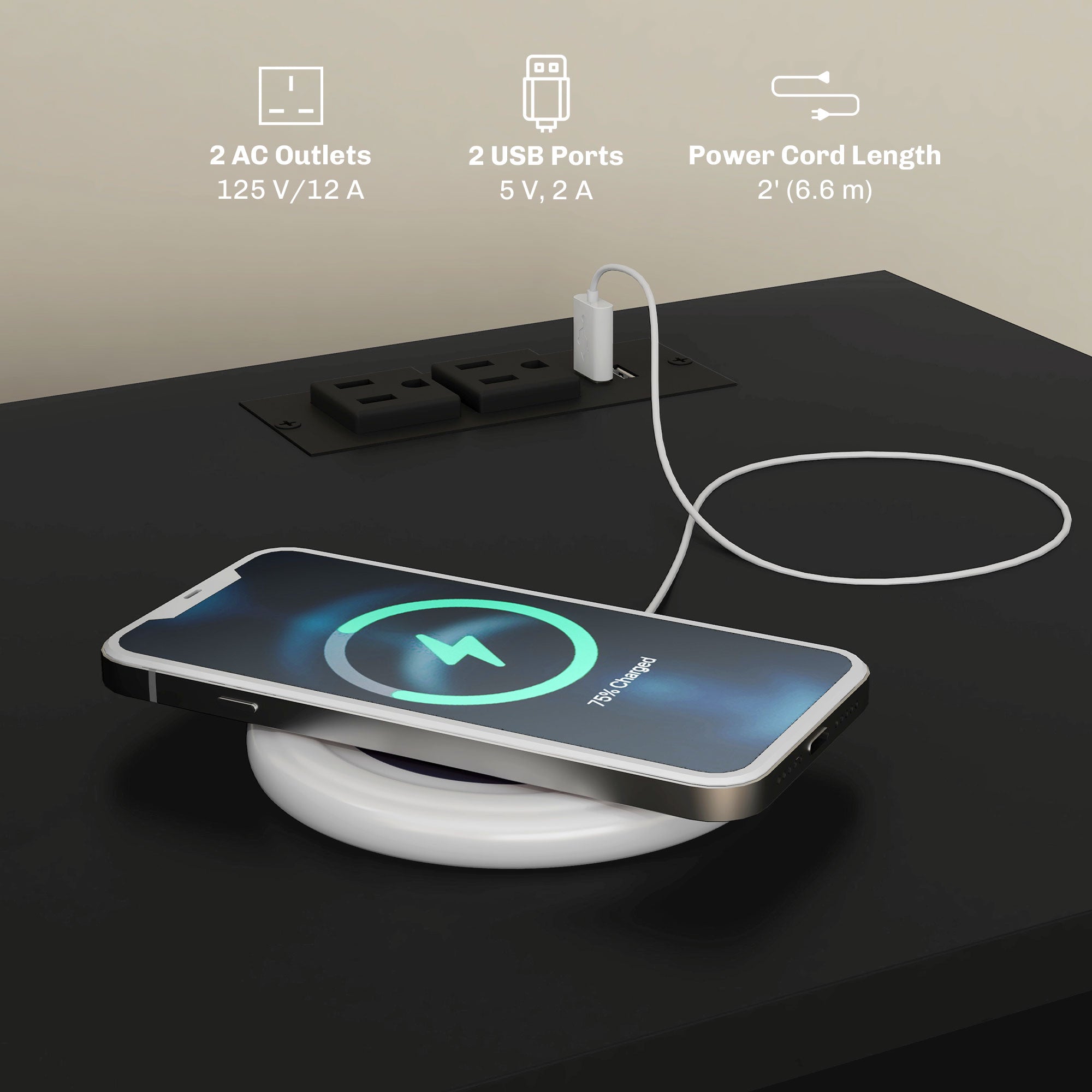 HOMCOM Mobile Printer Stand Charging Station USB Ports Locking Filing Cabinet for A4 Letter Black