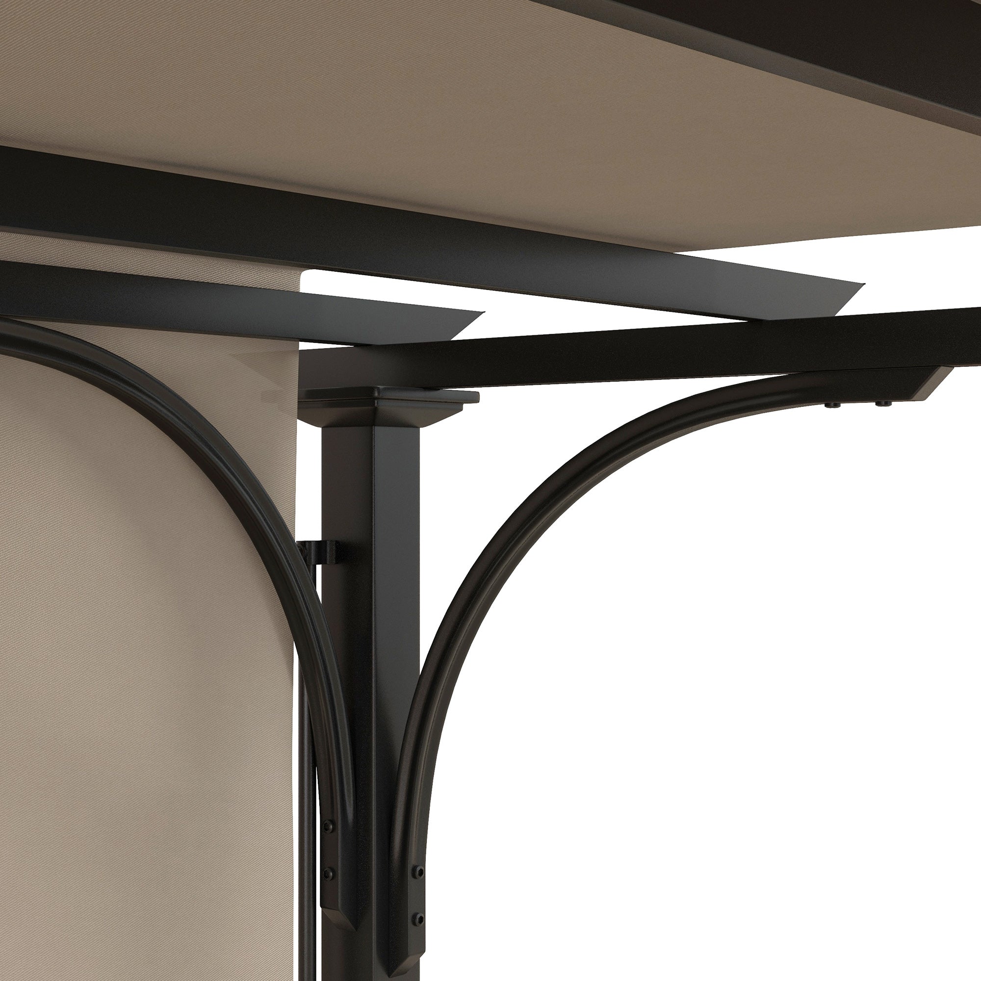 Outsunny Beige 10'x10' Outdoor Pergola Patio Gazebo Retractable Canopy Sun Shelter Steel Frame