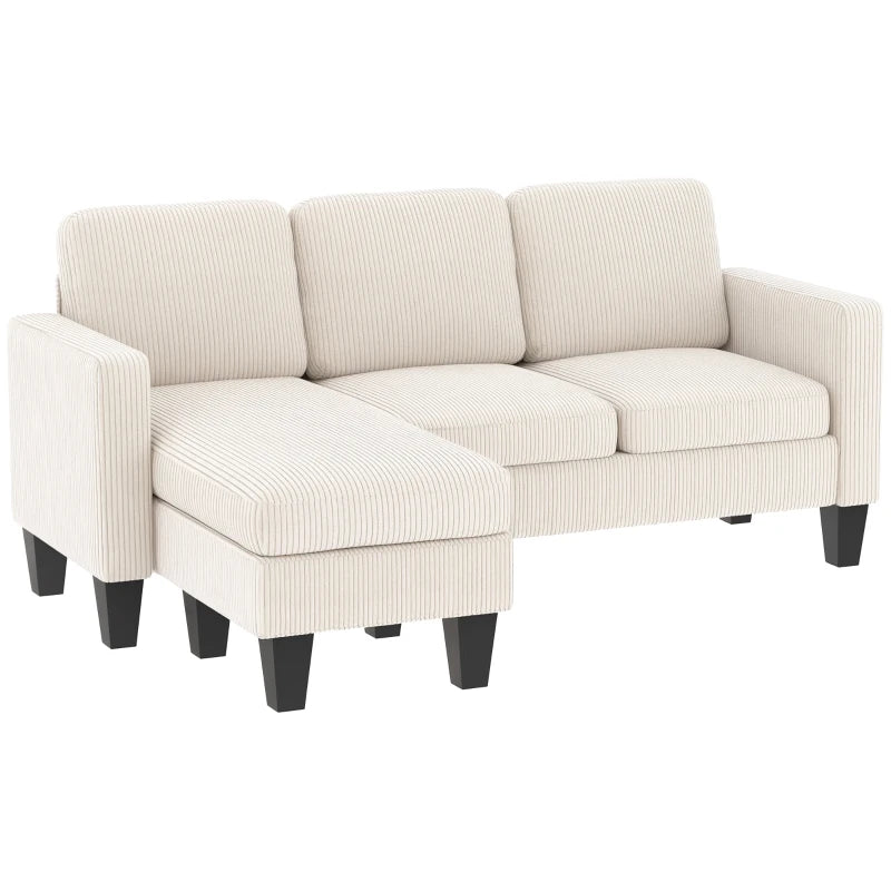 Sectional Sofa, L Shaped Couch, with Changeable Chaise or Ottoman, Cream White