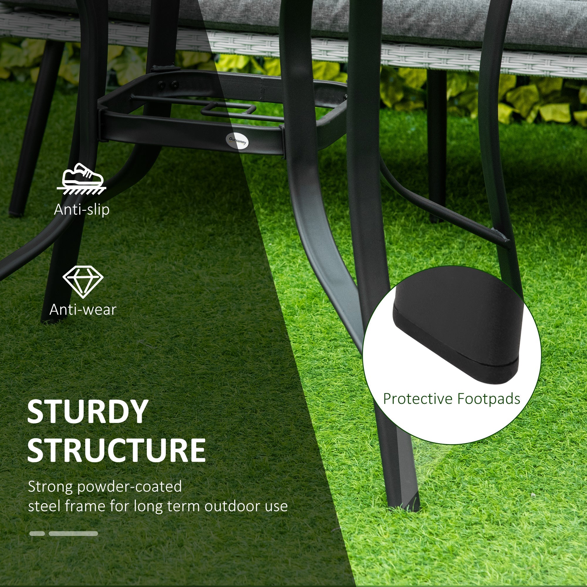 Outsunny Round Patio Dining Table 42-inch with Umbrella Hole for Backyard Steel