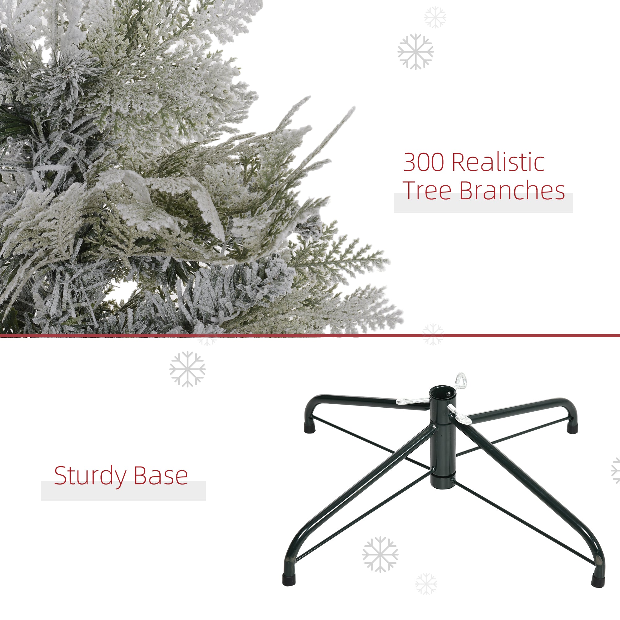 HOMCOM 5 Feet Pencil Snow Flocked Artificial Christmas Tree with 517 Realistic Cypress Branches, Auto Open, Green