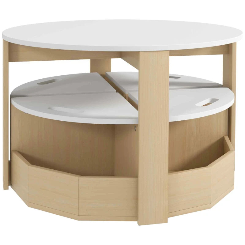 Qaba 5 Piece Kids Table and Chair Set with Storage for Kids Room, White