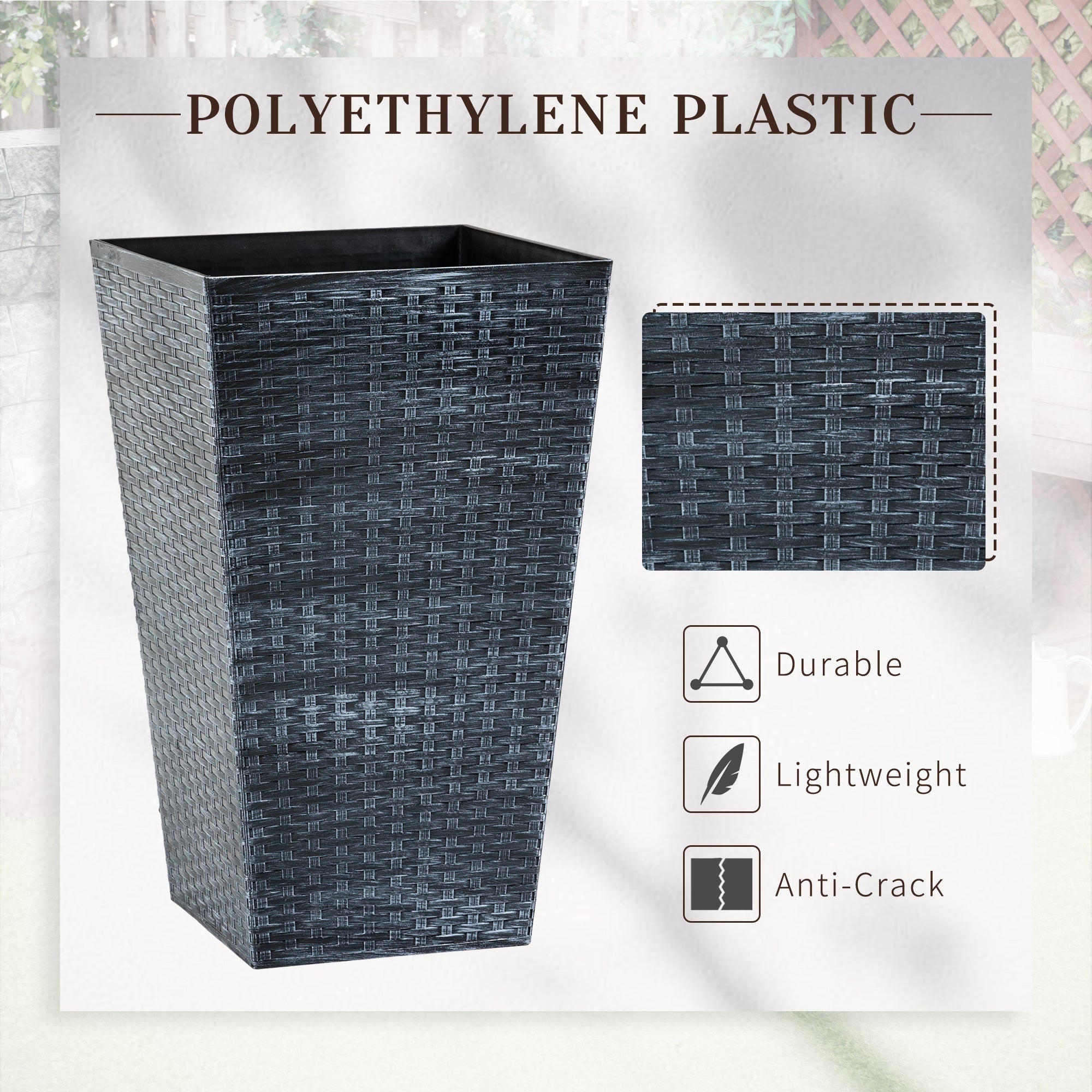 Outsunny Set of 3 Tall Plant Stand, Outdoor & Indoor Flower Pot Set for Front Door, Entryway, Patio and Deck, Mixed Grey