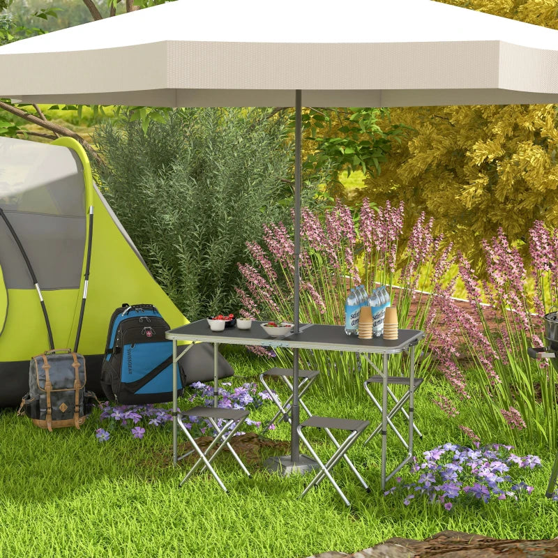 Folding Picnic Table Camping Table and Chairs Use for BBQ Picnic Garden Parties 47.2" L x 23.6" W x 21.7" -27.6" H Black