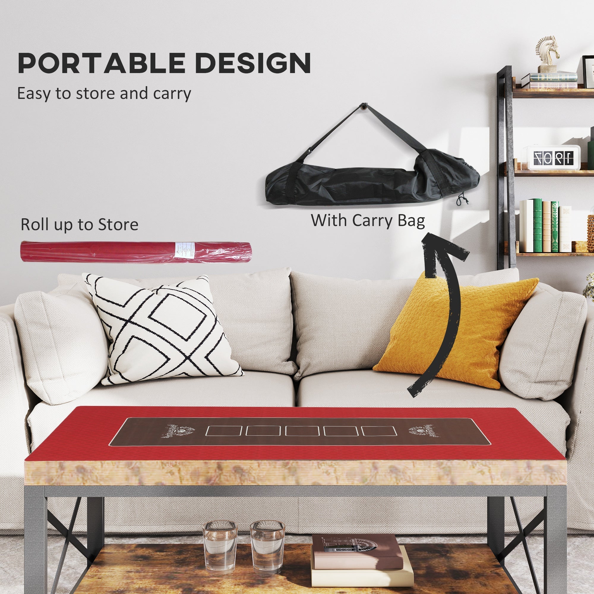 Soozier Poker Table Top Poker Mat for 12 Player, Red