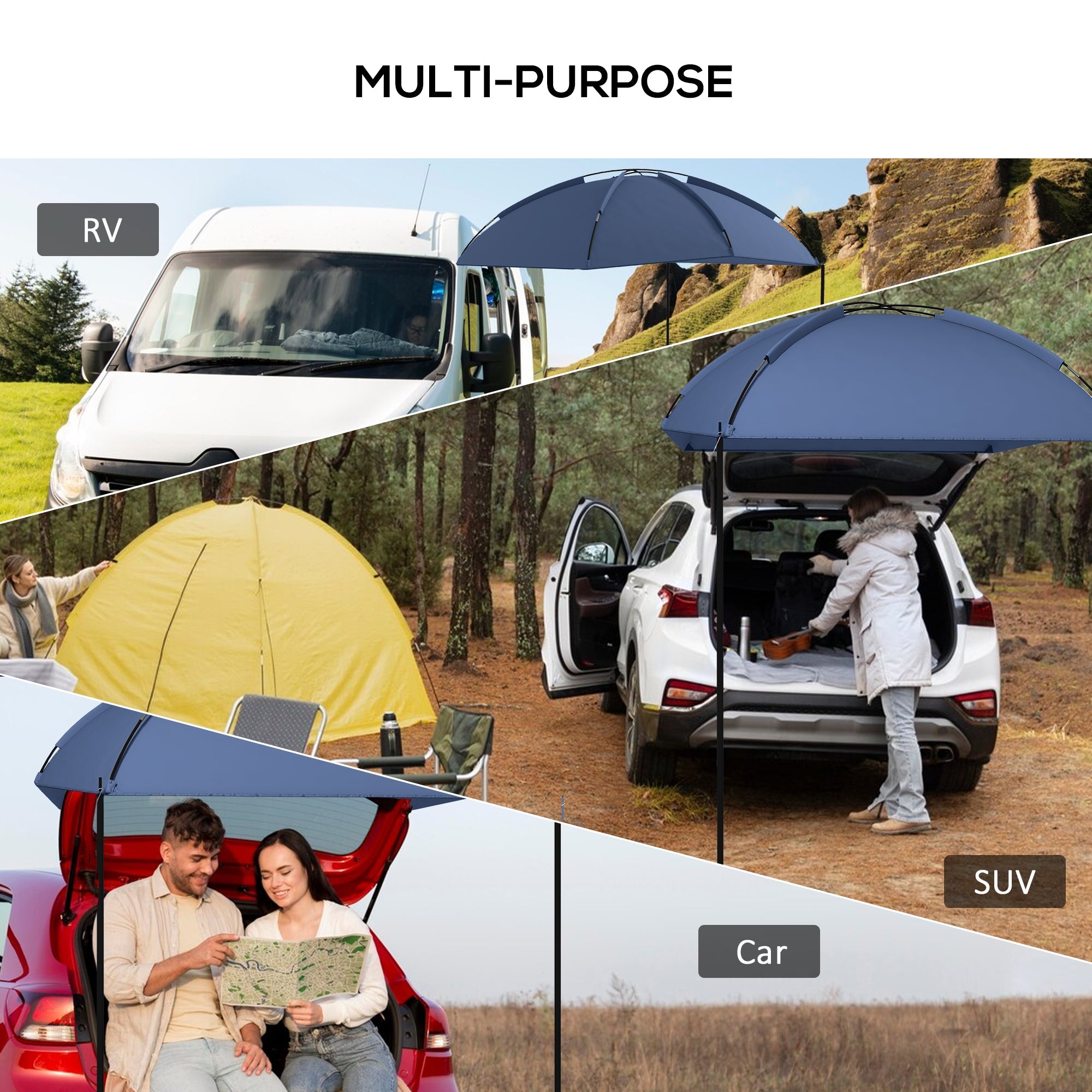 Outsunny Tailgate Tent SUV Awning Portable Rooftop Car Shelter for Truck RV Van Camping Overlanding