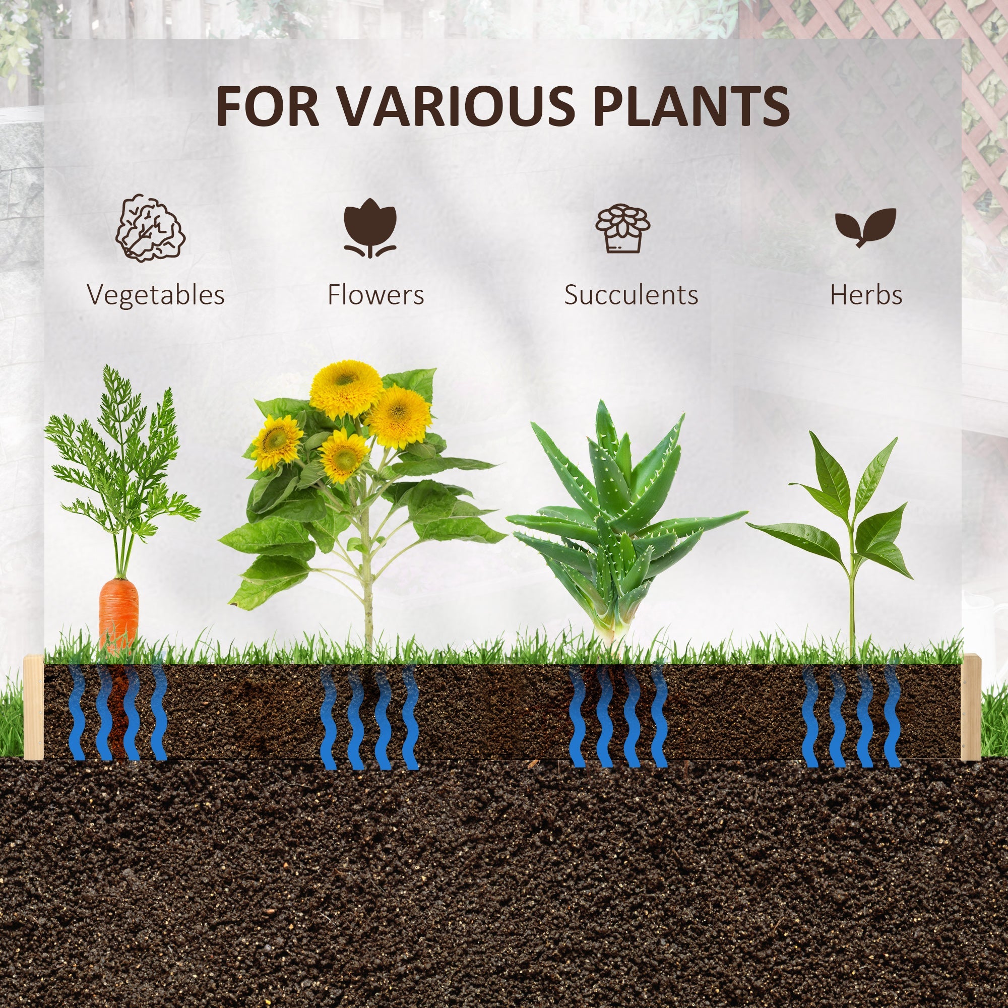 Outsunny Screwless Raised Garden Bed: 39"x39" Wooden Easy DIY Planter Box for Veggies, Flowers & Herbs