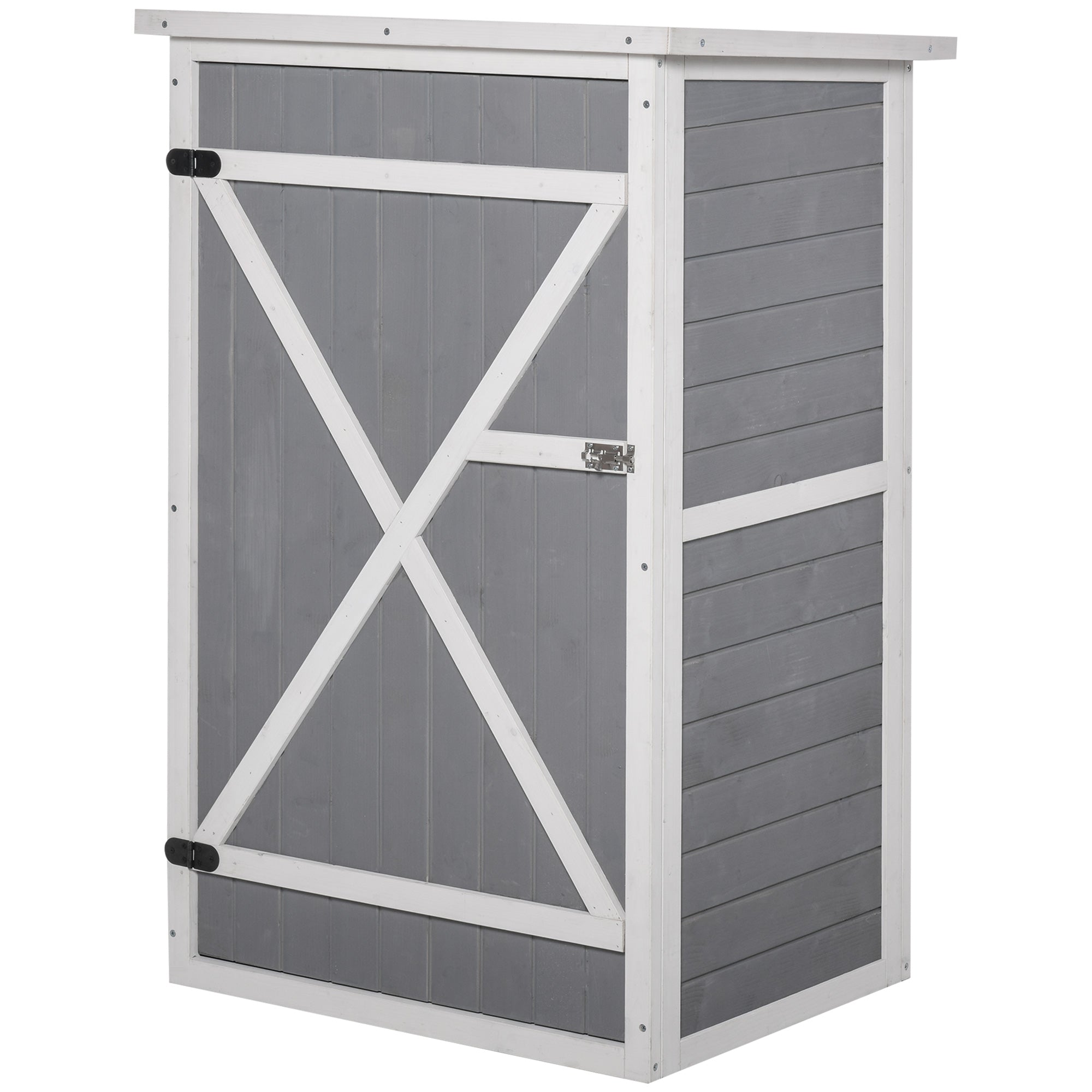 Outsunny Garden Storage Shed 29.9"x21.7"x45.3" with Asphalt Roof, Outdoor Cabinet with Shelves for Tools - Grey