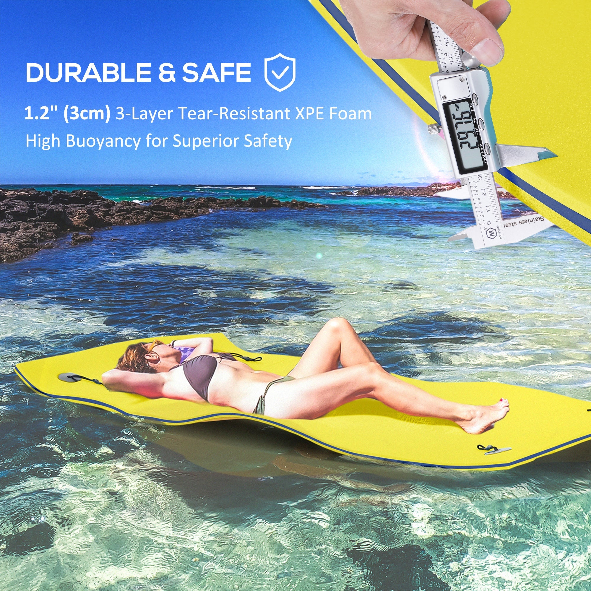 Soozier Floating Water Mat 7.5x4ft Yellow Lily Pad for Pool Beach Lake Water Relaxation and Fun