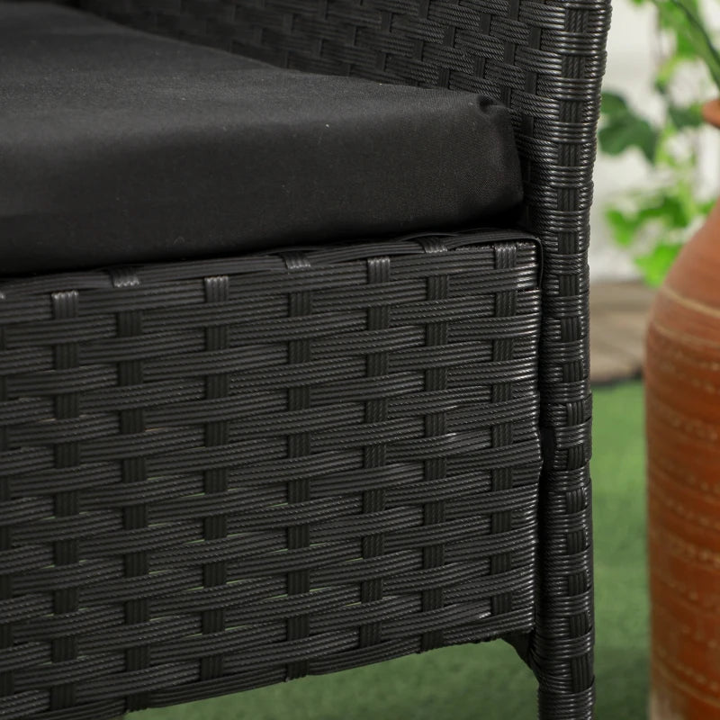 Patio Furniture w/ Mid-Table PE Rattan Loveseat w/ Cushion, Black