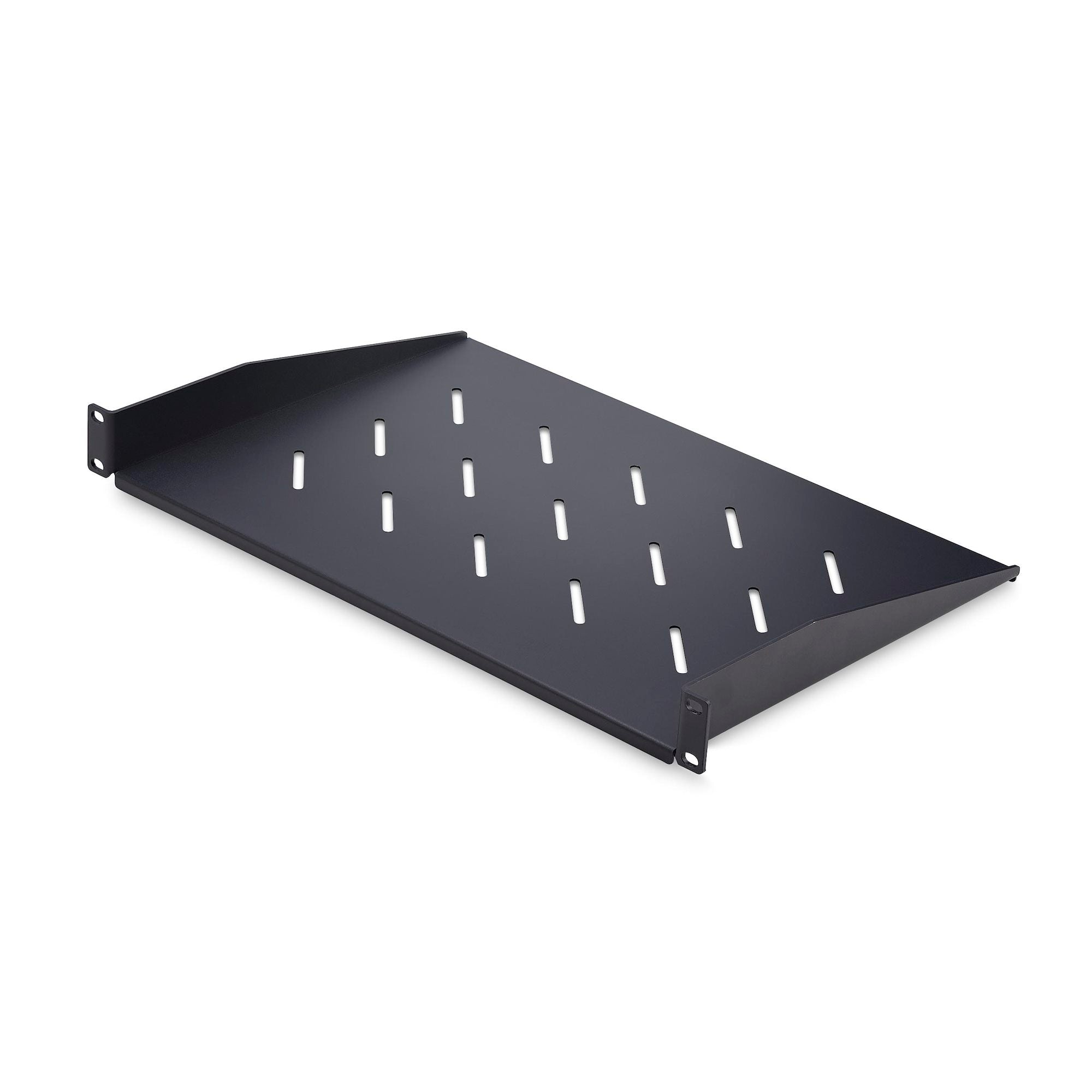 1U Vented Server Rack Shelf, 12in/31.5cm Mounting Depth, Cantilever Tray For 19" Rack/Cabinet, SPCC Steel, Max 25lb/11.3kg, Includes Cage Nuts/Screws