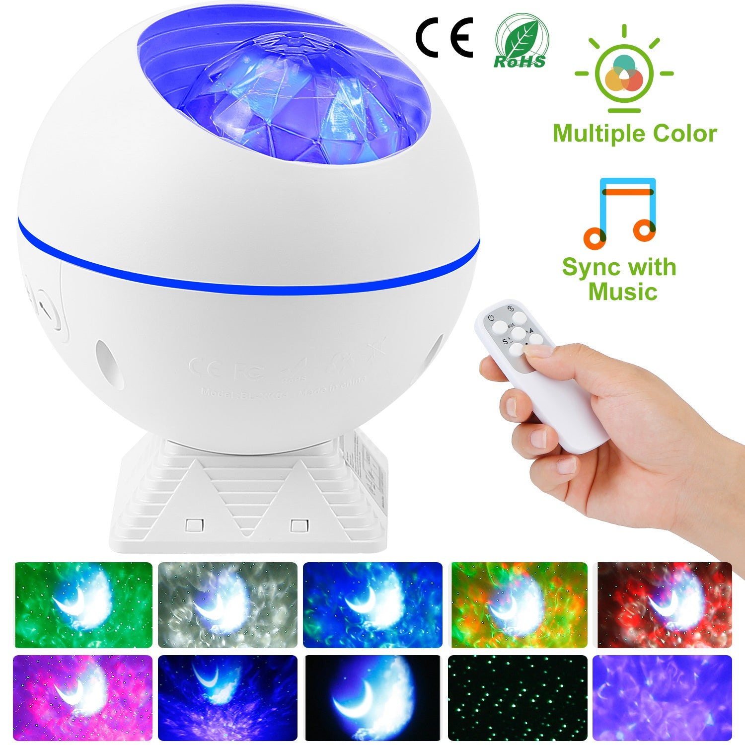 LED Star Projector Night Light Moon Nebula Cloud Lamp 360°Rotating Star Light Kids Galaxy Projector w/ Remote Control