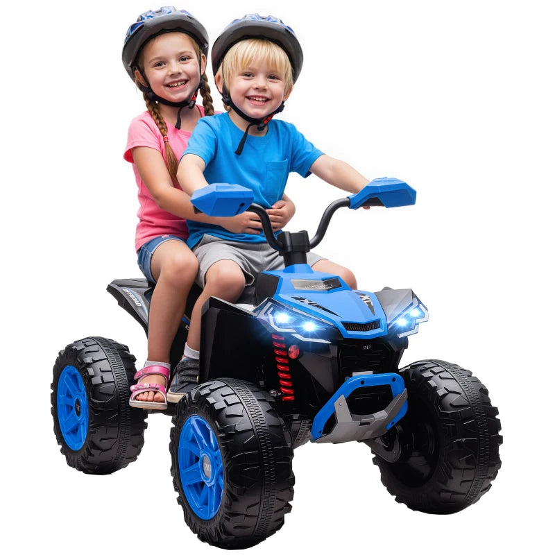 Qaba 2-Seater All-Terrain 4 Wheeler, 24V Kids ATV Ride-On, Electric Quad Car with Dual Motor, for Boys and Girls, Blue