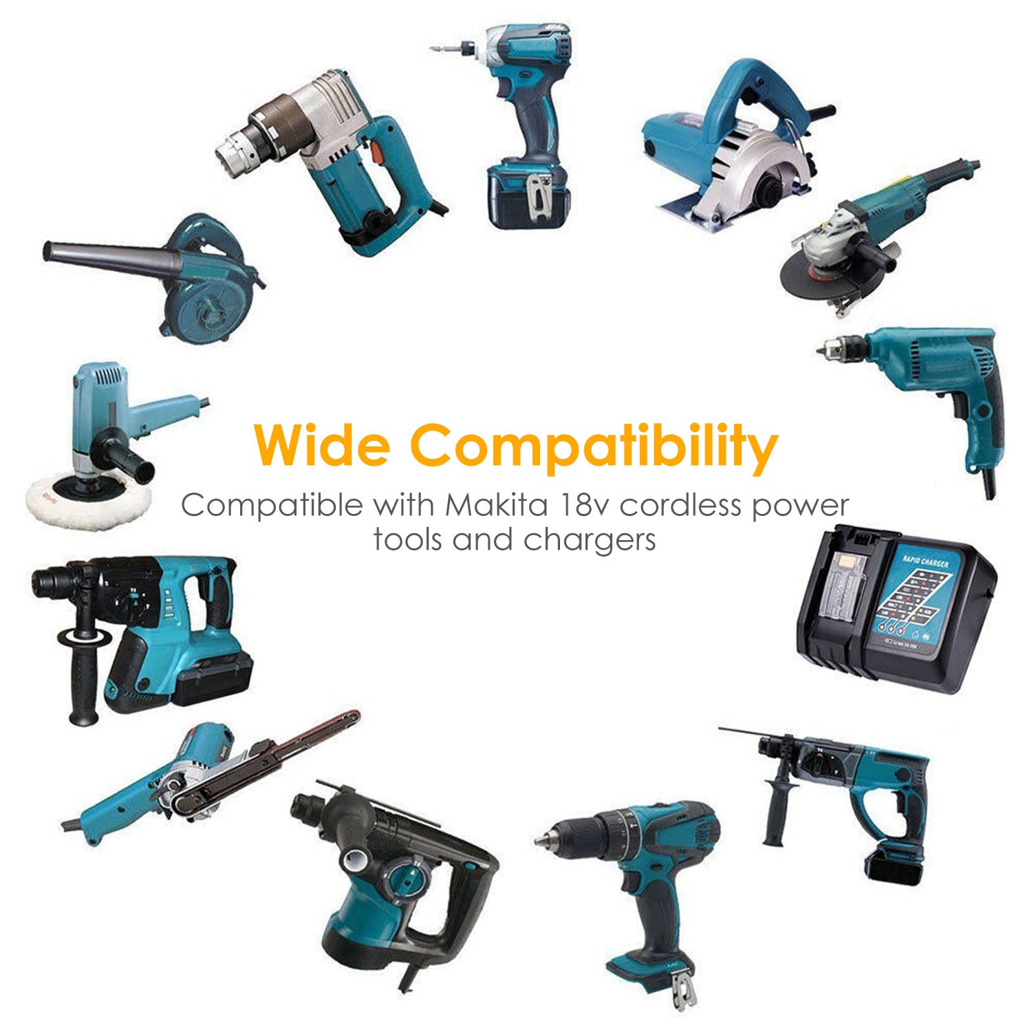 2Packs 18V Li-ion Power Tool Battery Replacement Fit for Makita 194205-3 194309-1 BL1830 BL1815 LXT400