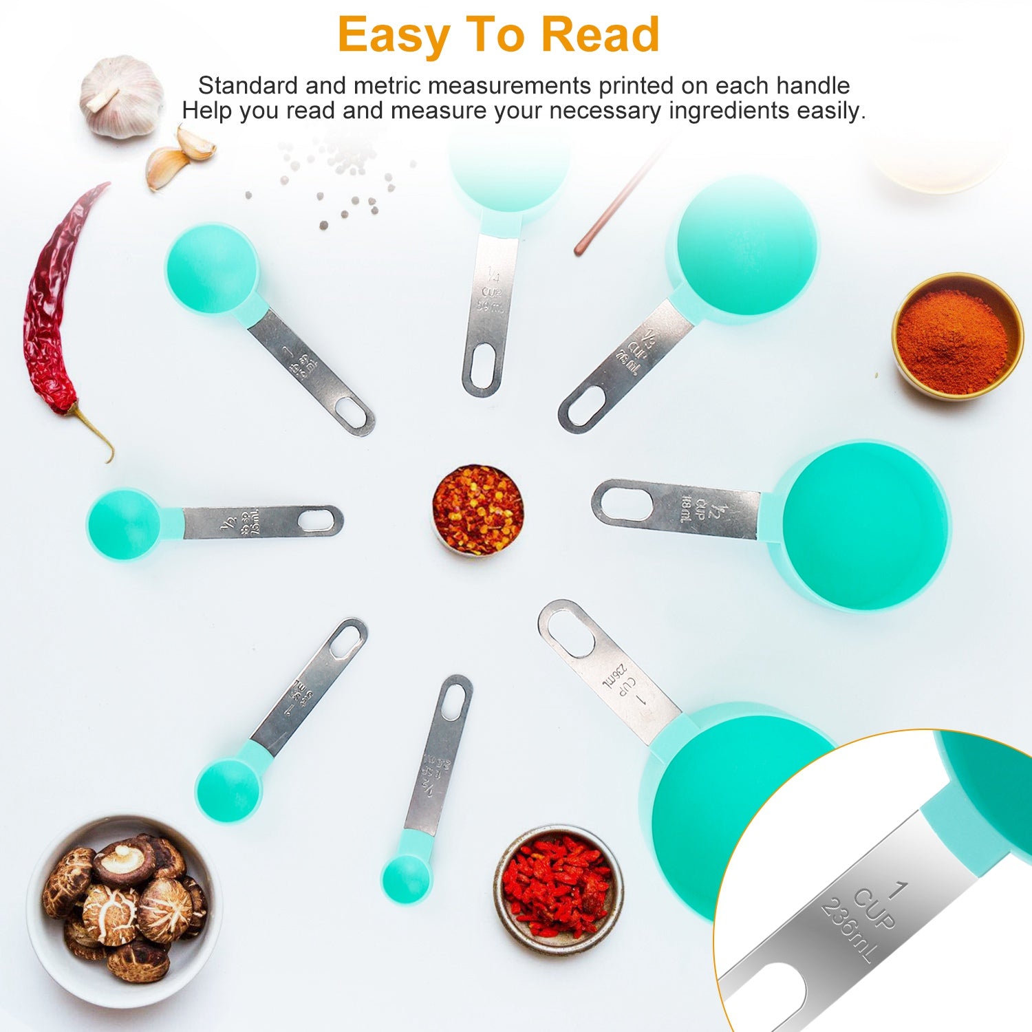 8Pcs Plastic Measuring Spoons Cups Scale Teaspoon Tablespoon Set Kitchen Utensil Tools For Cooking Baking Coffee