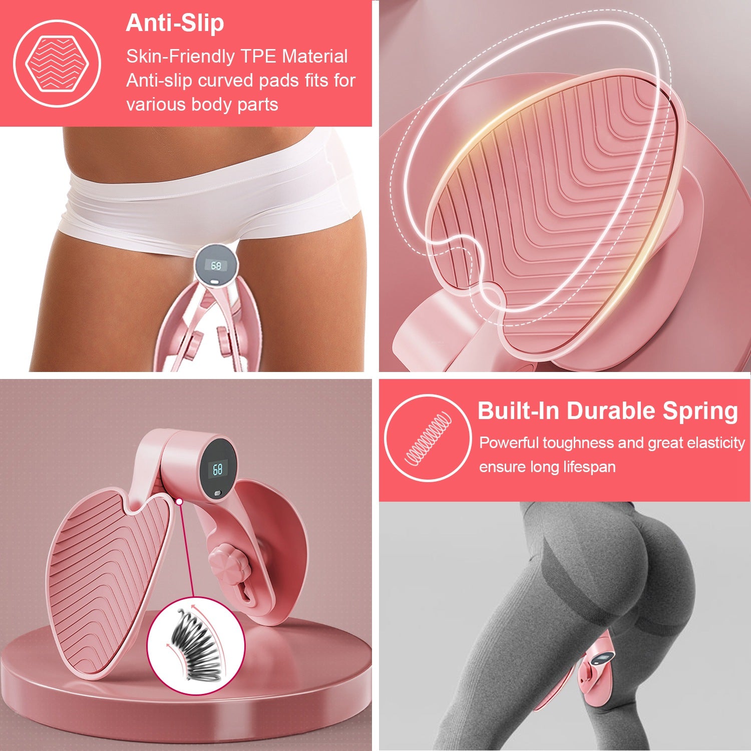 Thigh Exerciser Hip Trainer Inner Pelvic Floor Muscle Exercise Equipment with 3 Adjustable Resistance For Woman Postpartum Mother