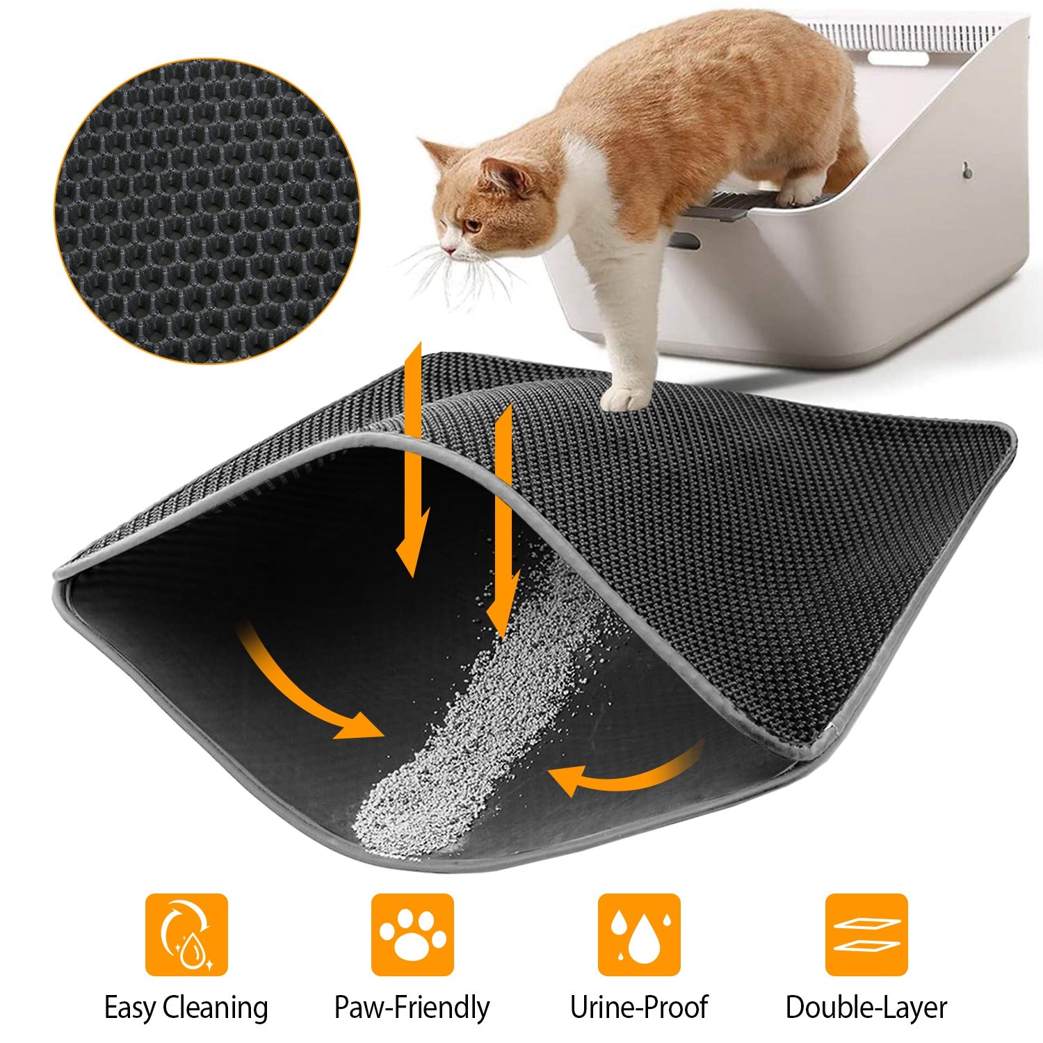 Cat Litter Mat EVA Honeycomb Double Layer Kitty Litter Trapping Carpet Urine-proof Scatter Rug Pad