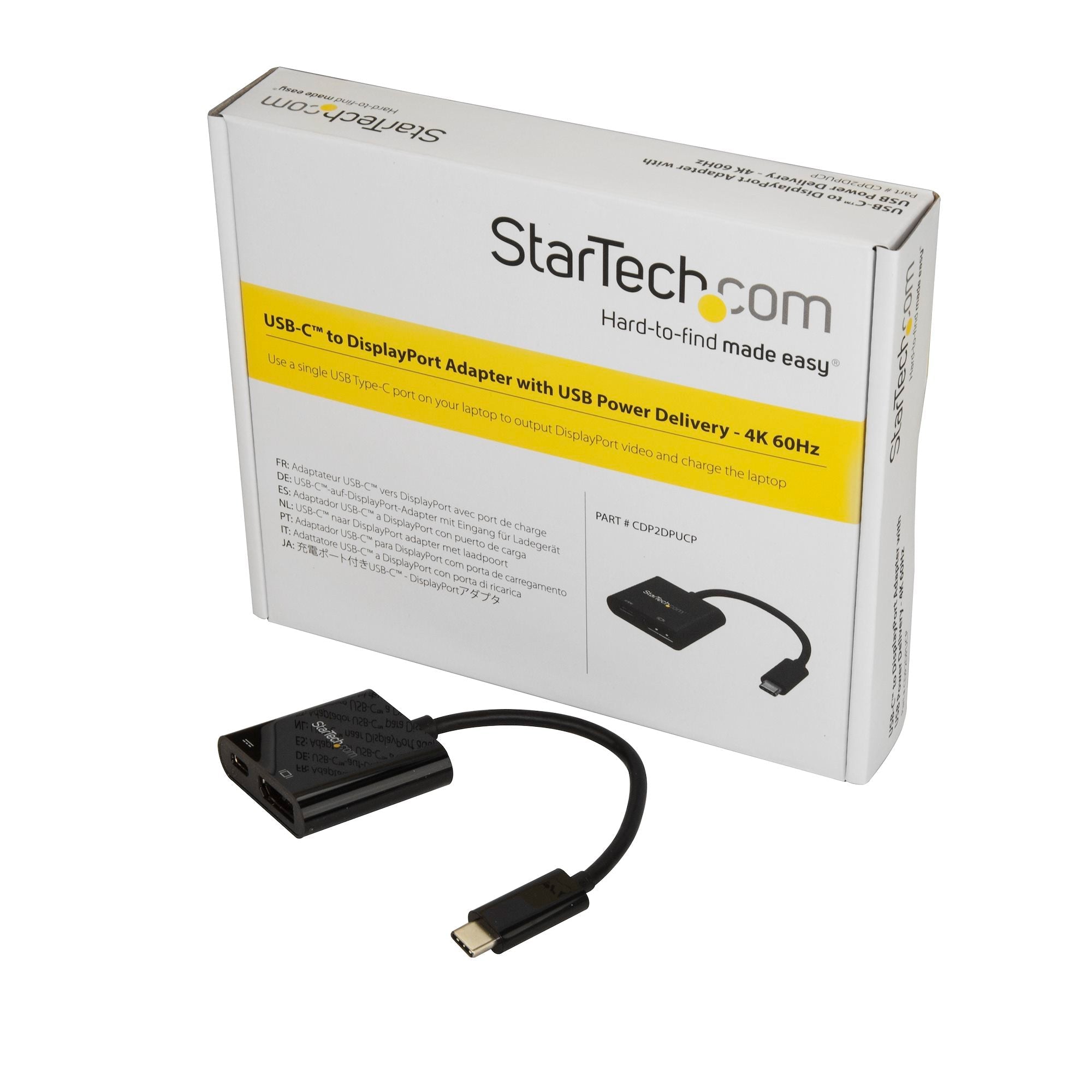 USB C to DisplayPort Adapter with Power Delivery - 4K 60Hz HBR2 - USB Type-C to DP 1.2 Monitor Video Converter w/ Charging - 60W PD Pass-Through - Thunderbolt 3 Compatible