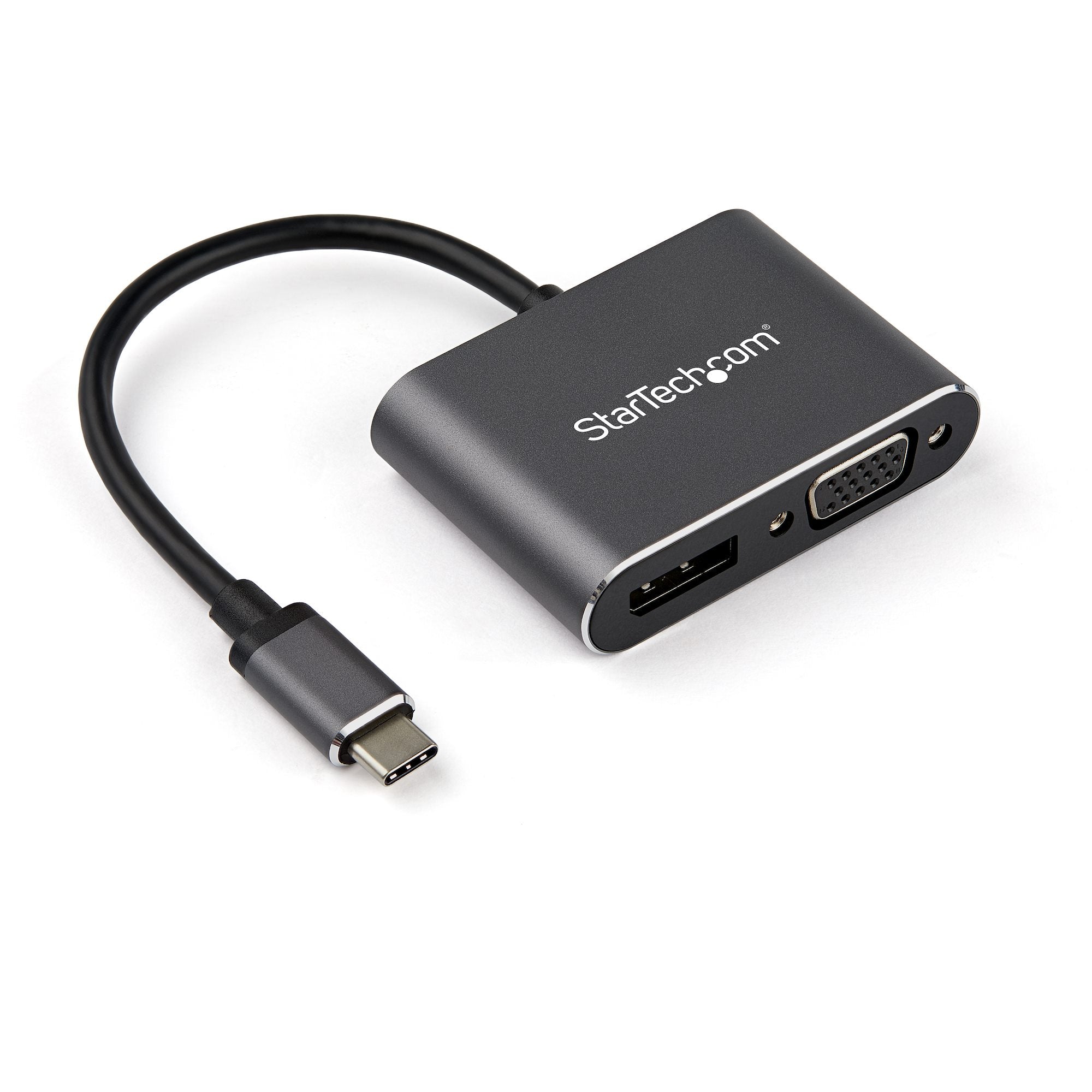 USB C Multiport Video Adapter - USB-C to 4K 60Hz DisplayPort 1.2 or 1080p VGA Monitor Adapter - USB Type-C 2-in-1 DP (HBR2 HDR)/VGA Display Converter- Thunderbolt 3 Compatible