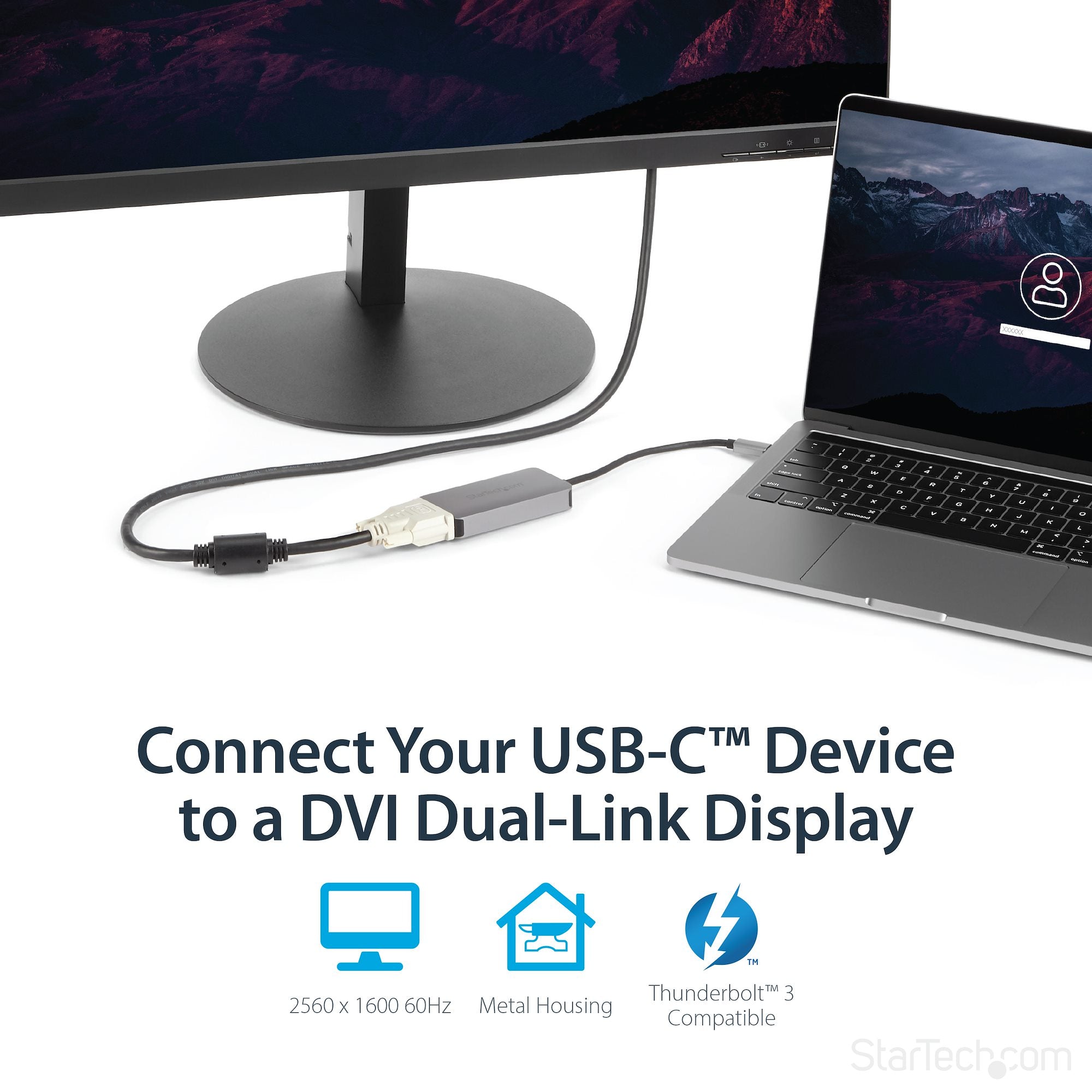 USB-C to DVI Adapter - Dual-Link Connectivity - Active Conversion