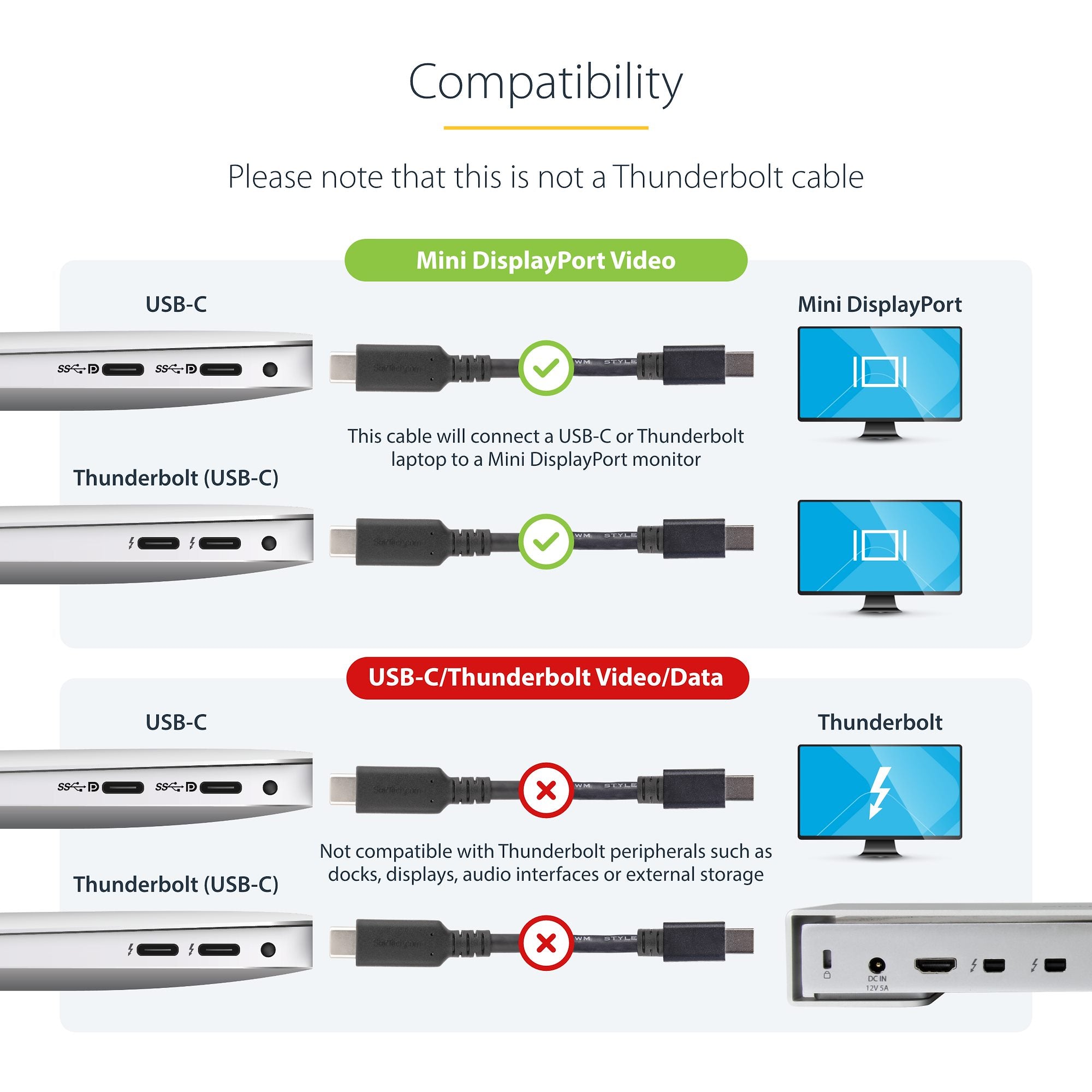 3.3 ft (1m) USB-C to Mini DisplayPort Cable - 4K 60Hz - Black