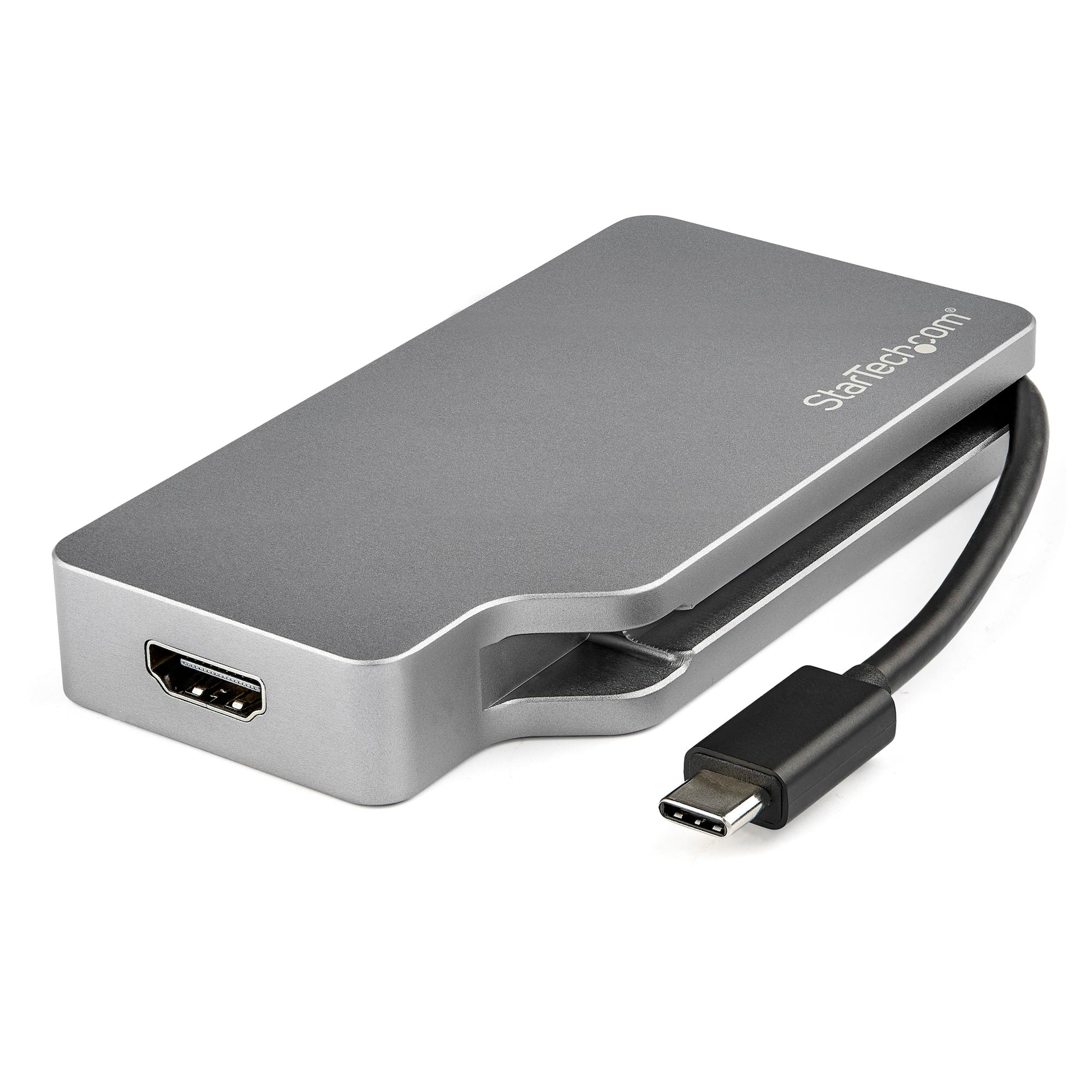 USB C Multiport Video Adapter with HDMI, VGA, Mini DisplayPort or DVI - USB Type C Monitor Adapter to HDMI 1.4 or mDP 1.2 (4K) - VGA or DVI (1080p) - Space Gray Aluminum