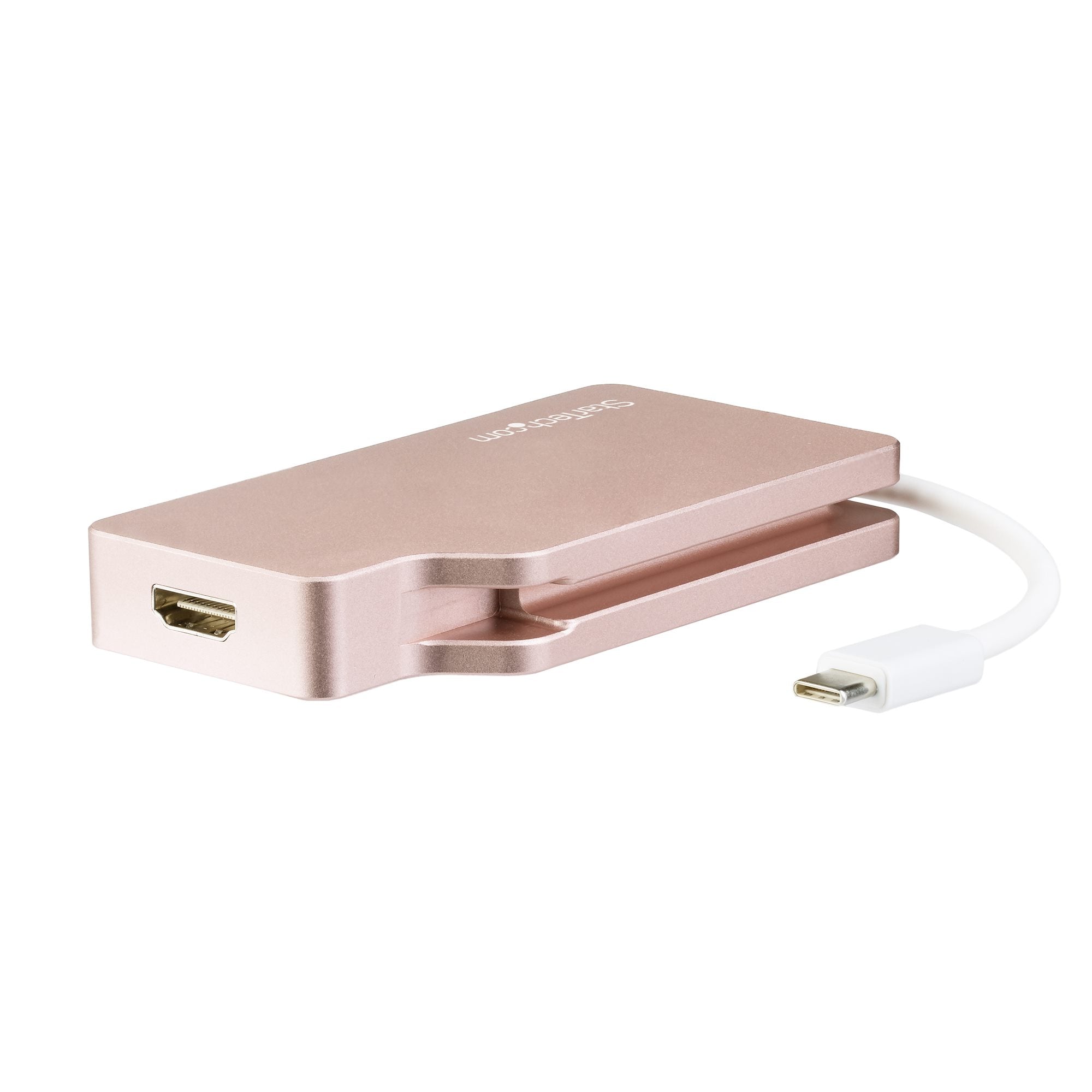 USB C Multiport Video Adapter with HDMI, VGA, Mini DisplayPort or DVI - USB Type C Monitor Adapter to HDMI 1.4 or mDP 1.2 (4K) - VGA or DVI (1080p) - Rose Gold Aluminum
