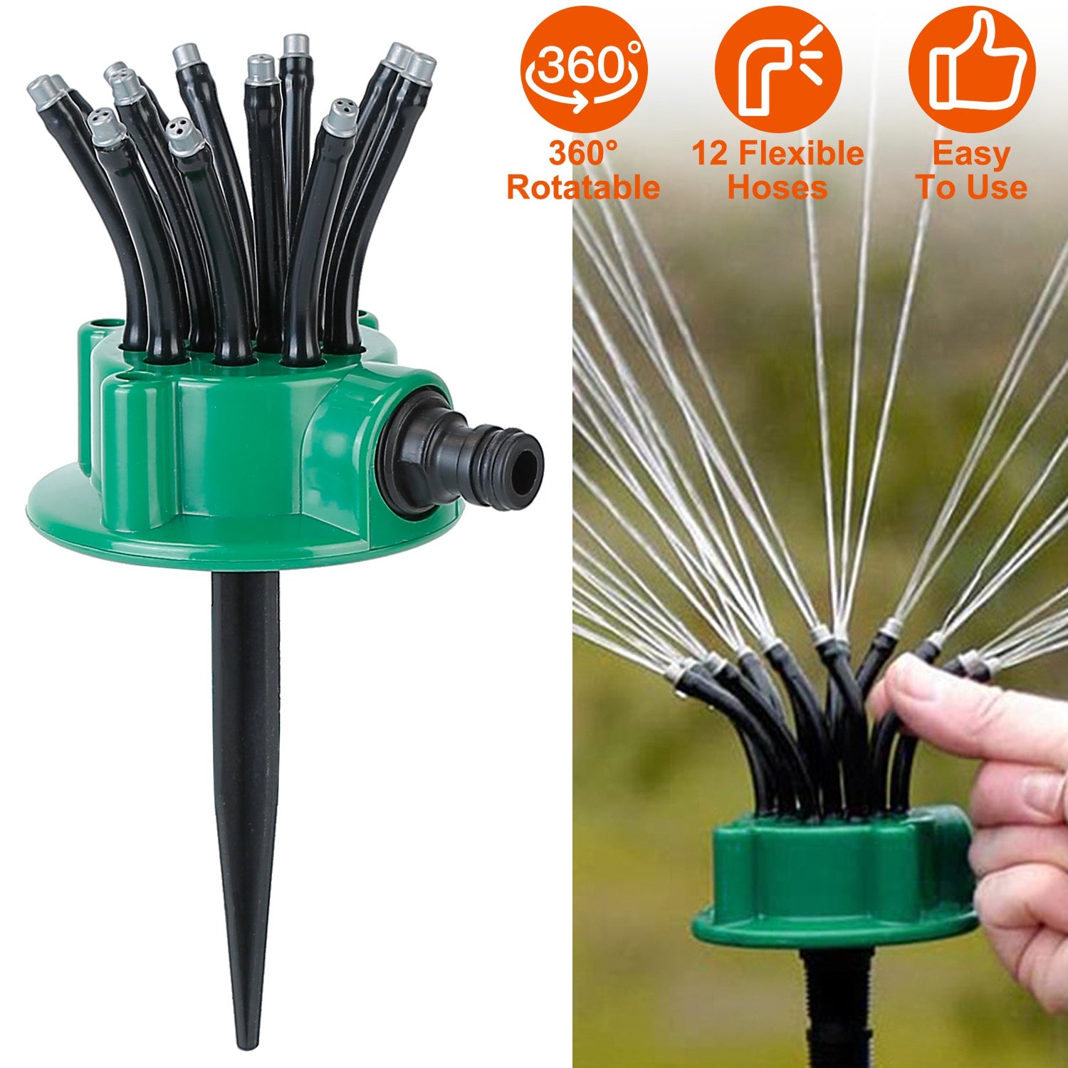 360° Flexible Lawn Sprinkler Automatic 12 Tubes Garden Water Irrigation Sprayers Garden Sprinkler