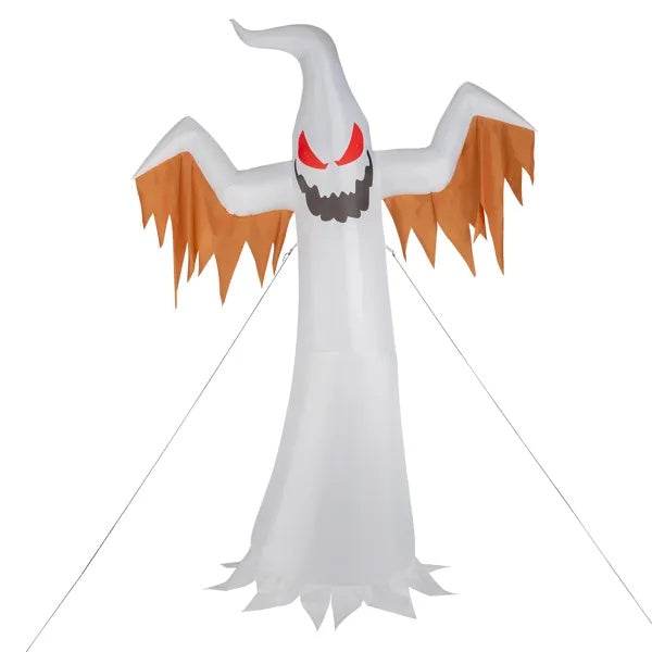 12ft 4pcs LED Lights Giant Scary Ghost Flames And Flashing Red Eyes Inflatable Halloween Decoration