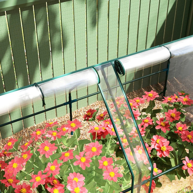 Portable Mini Greenhouse Tunnel Growing Tent Plants Flower Warm House w/ Zippered Roll-up Doors, Clear
