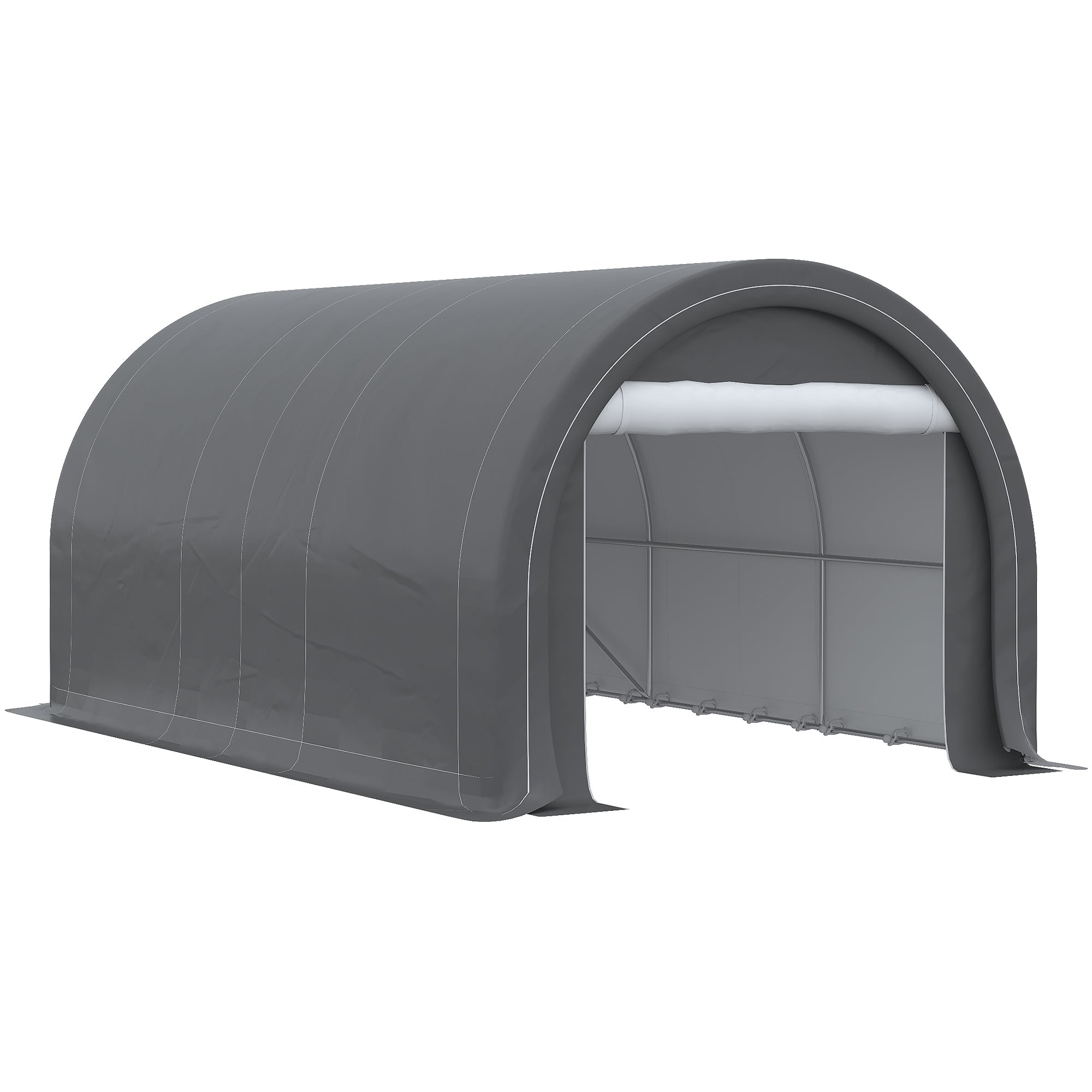 Outsunny Carport 16'x10' Heavy Duty Garage Storage Tent with Zippered Door Anti-UV PE Cover