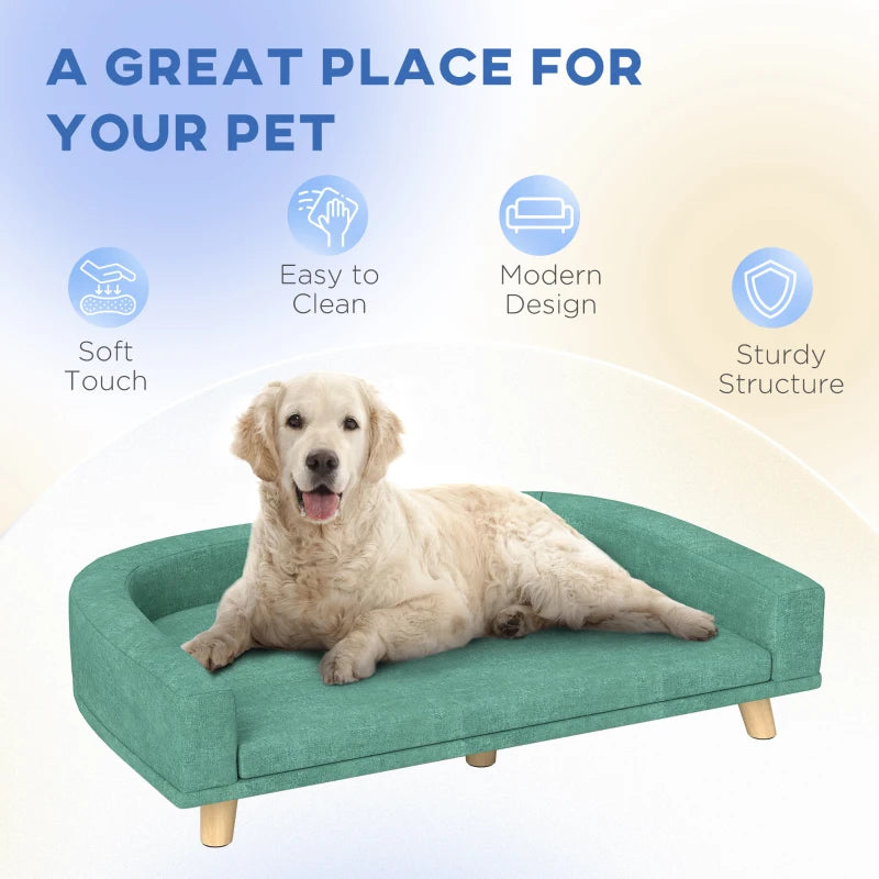 Dog Sofa for Large Dogs with Washable Cover, Anti-slip Foot Pads, Green