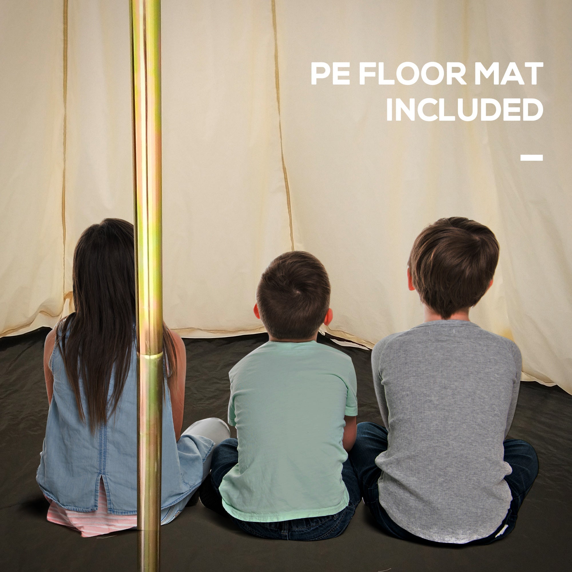 Outsunny Large Family Camping Teepee 16.4' Canvas Bell Tent Outdoor Hunting Shelter Beige