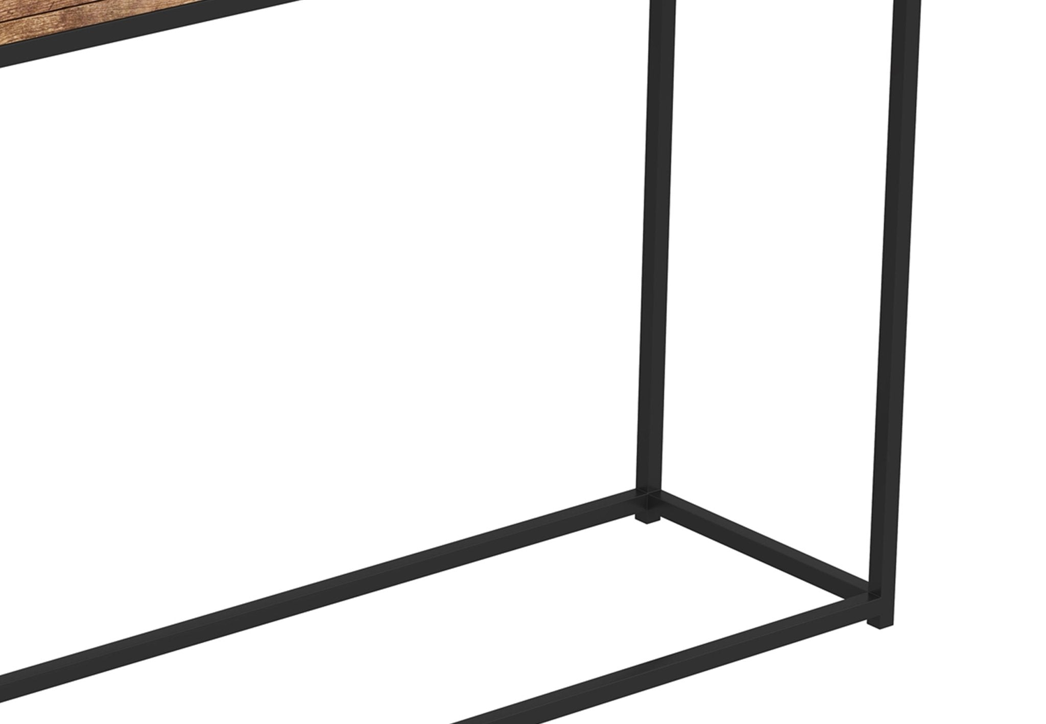 Console Sofa Table Brown Reclaimed Wood 2 Drawers Black Metal