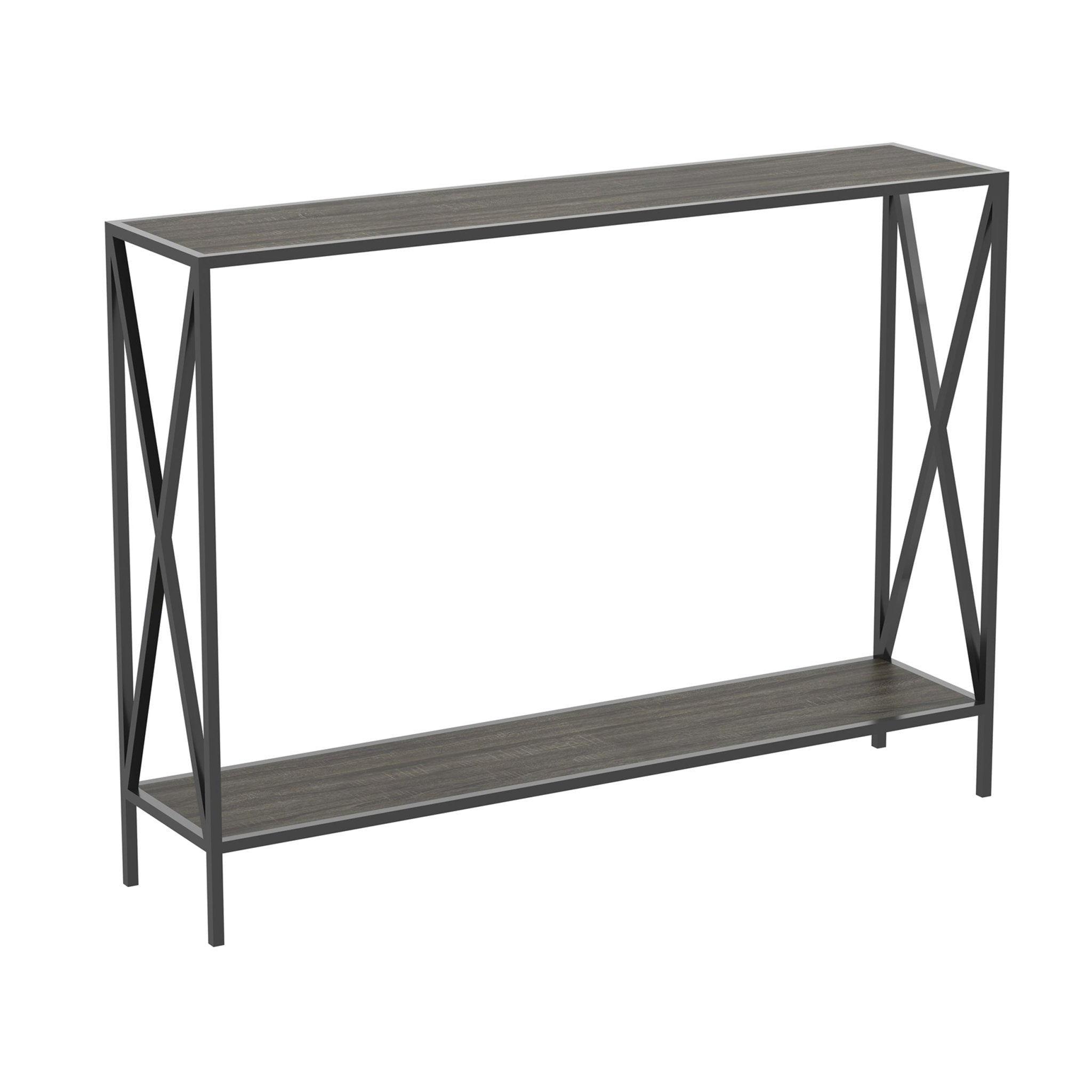 Console Sofa Table Dark Grey Wood Look 1 Shelf Black Metal