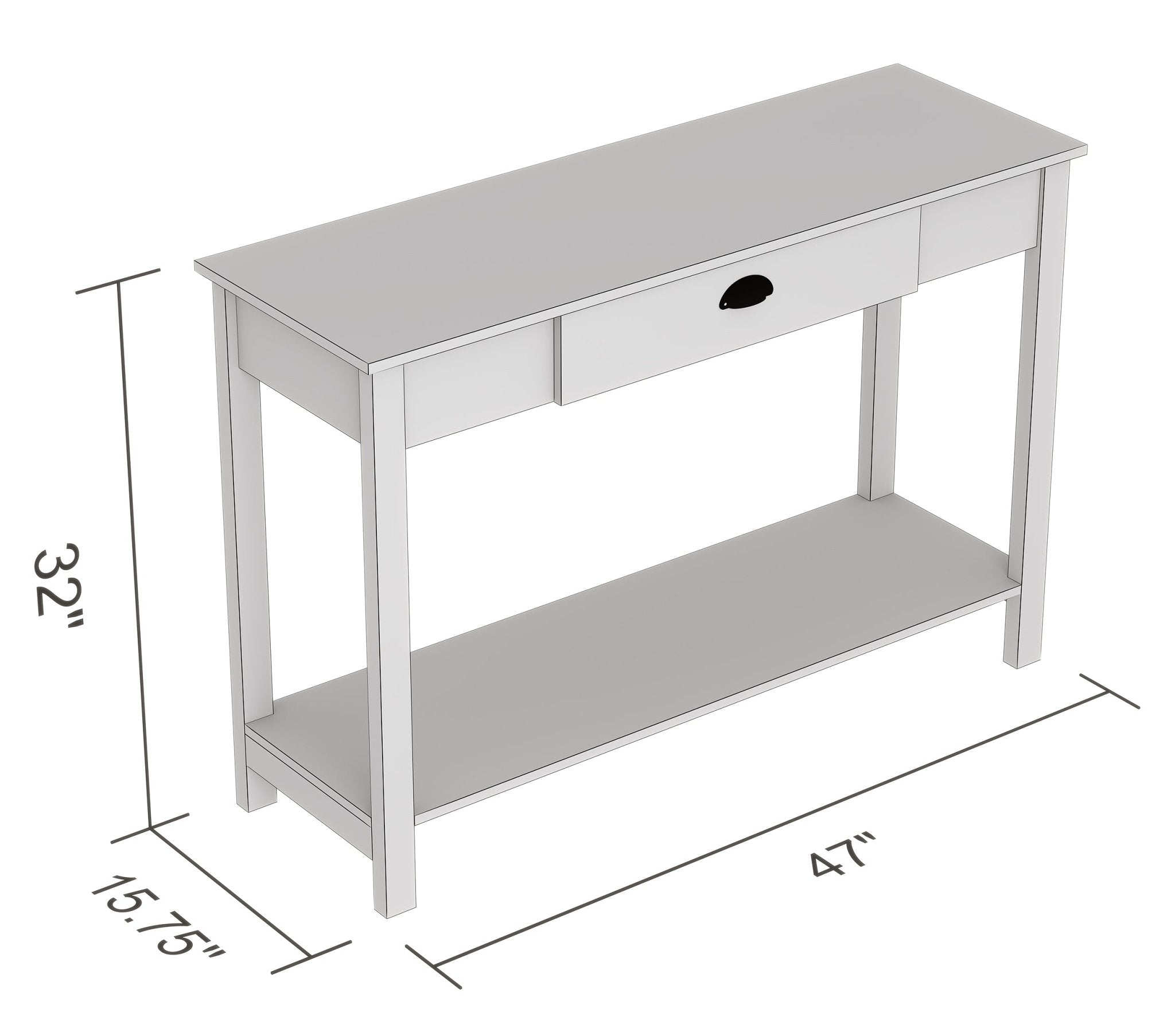 Console Sofa Table Dark Taupe 1 Drawer Black Metal Handle