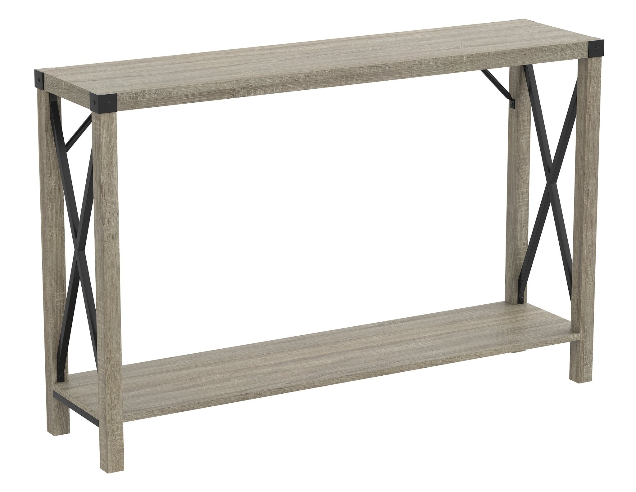 Console Sofa Table Dark Taupe 1 Shelf Metal Sides