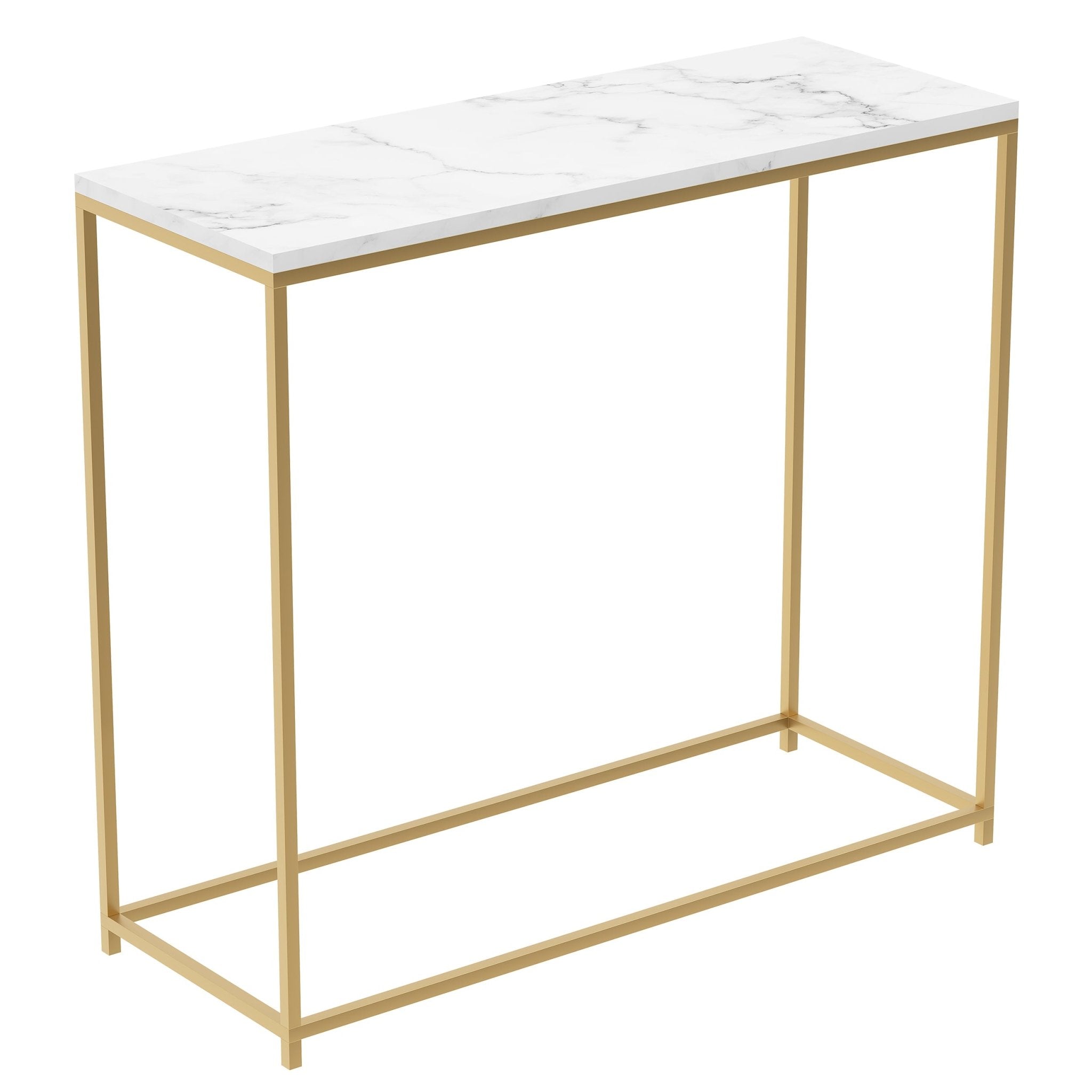 Console Sofa Table Marble Look Gold Metal Frame