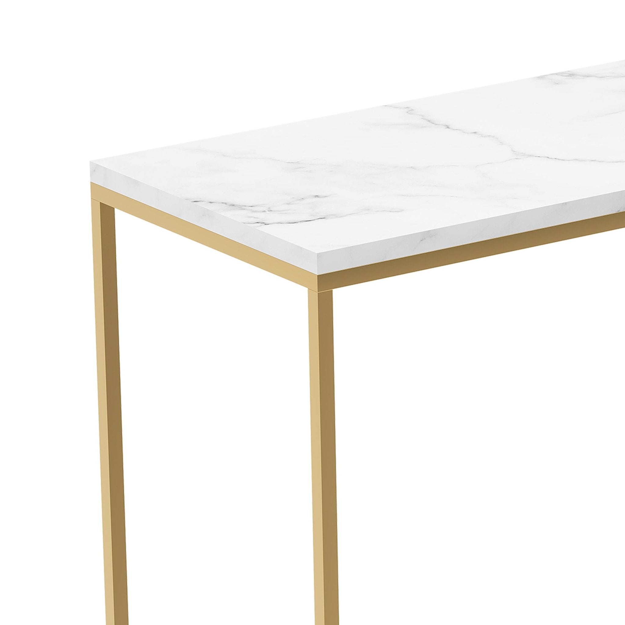 Console Sofa Table Marble Look Gold Metal Frame