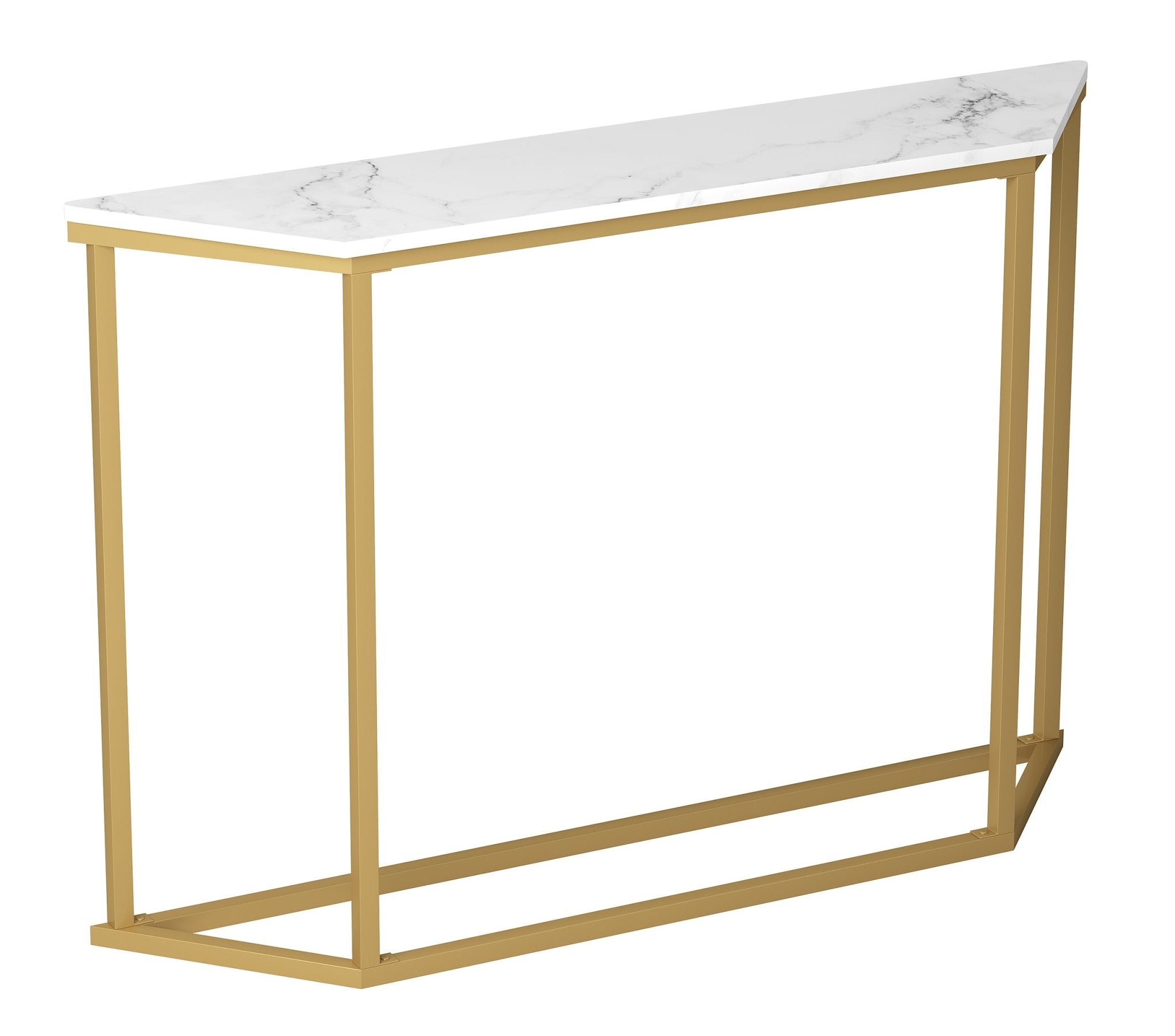 Console Sofa Table Marble Look Gold Metal Frame