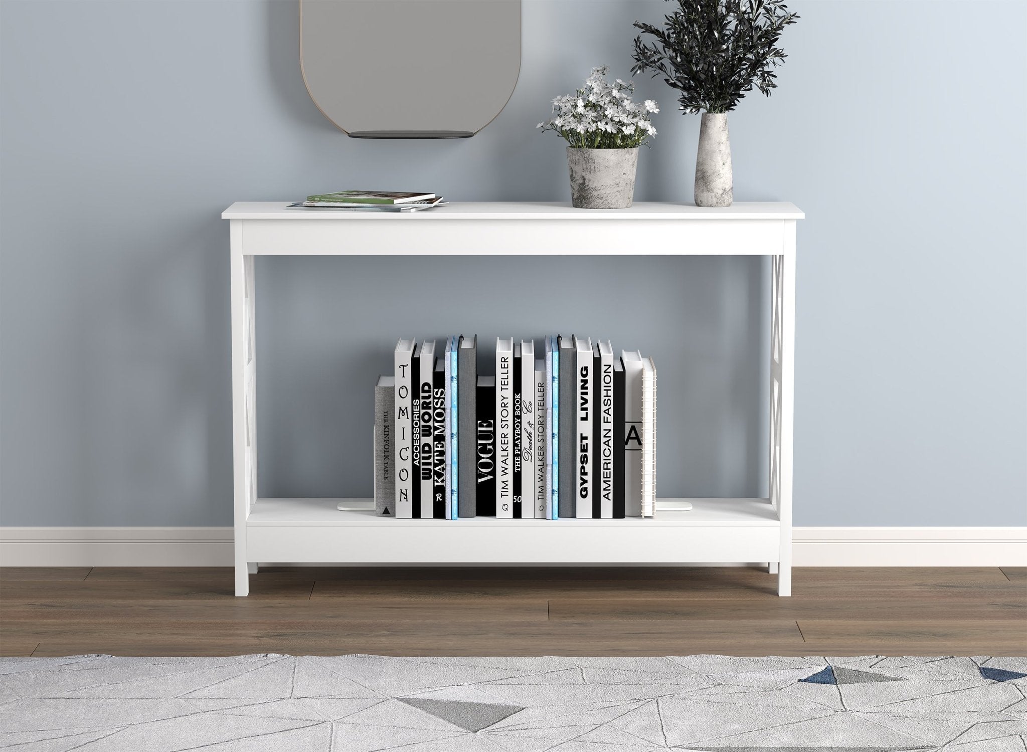 Console Sofa Table White 1 Shelf
