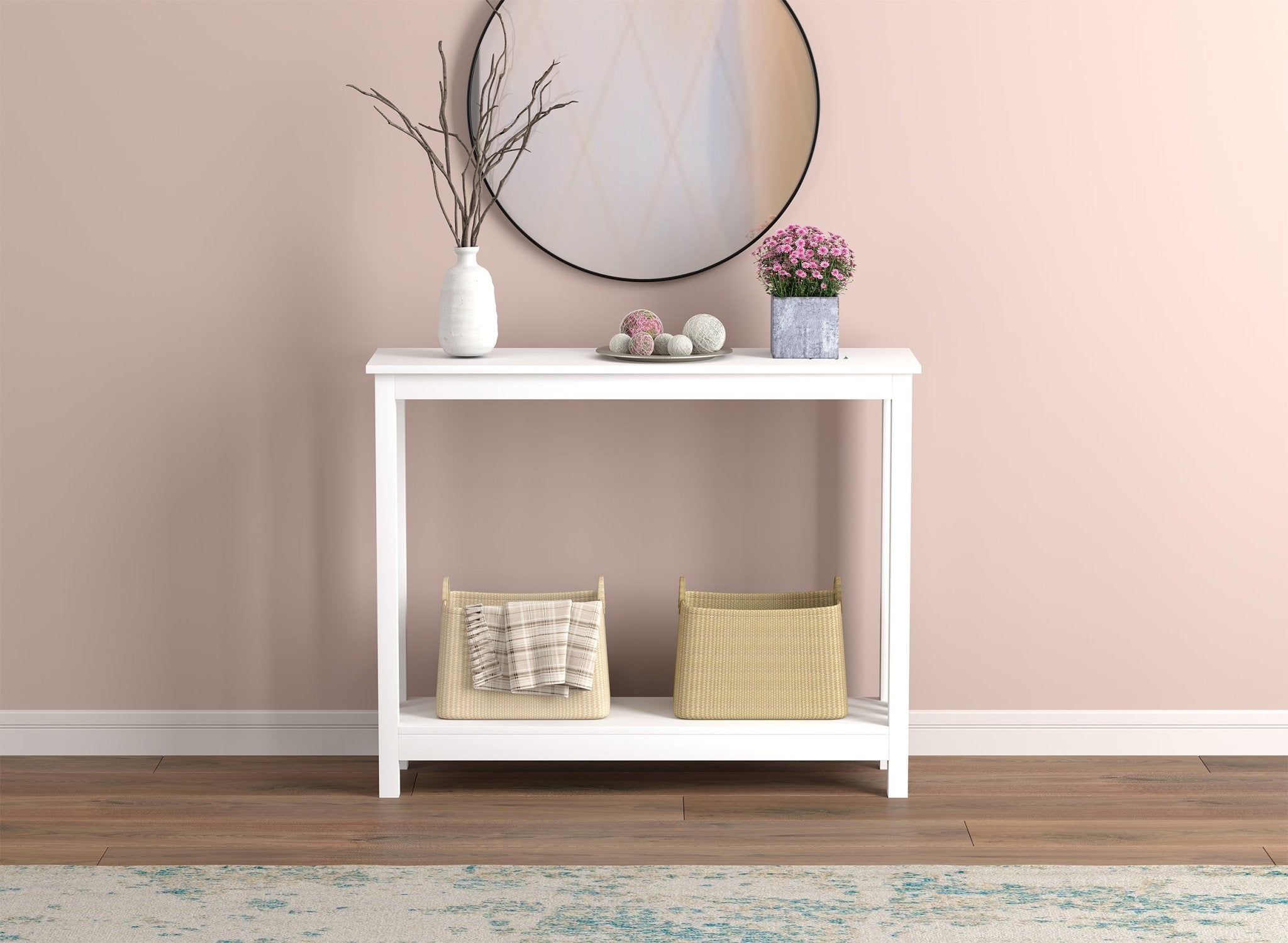 Console Sofa Table White 1 Shelf